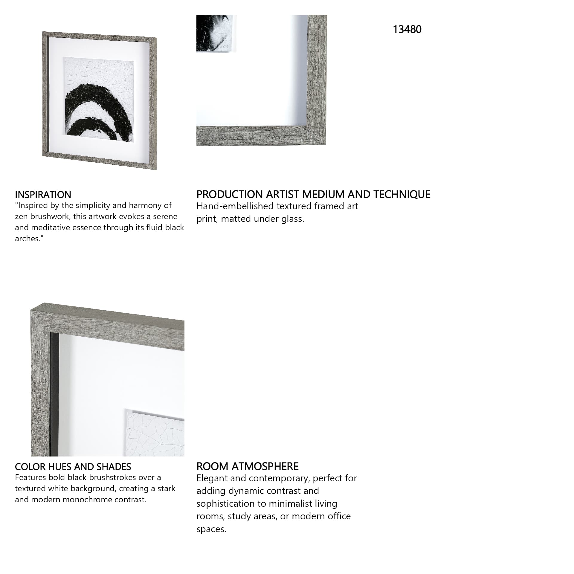 Yang (White) by Mercana Studio a Hand Embellished Textured Framed Art Print Matted under Glass — in a styled room