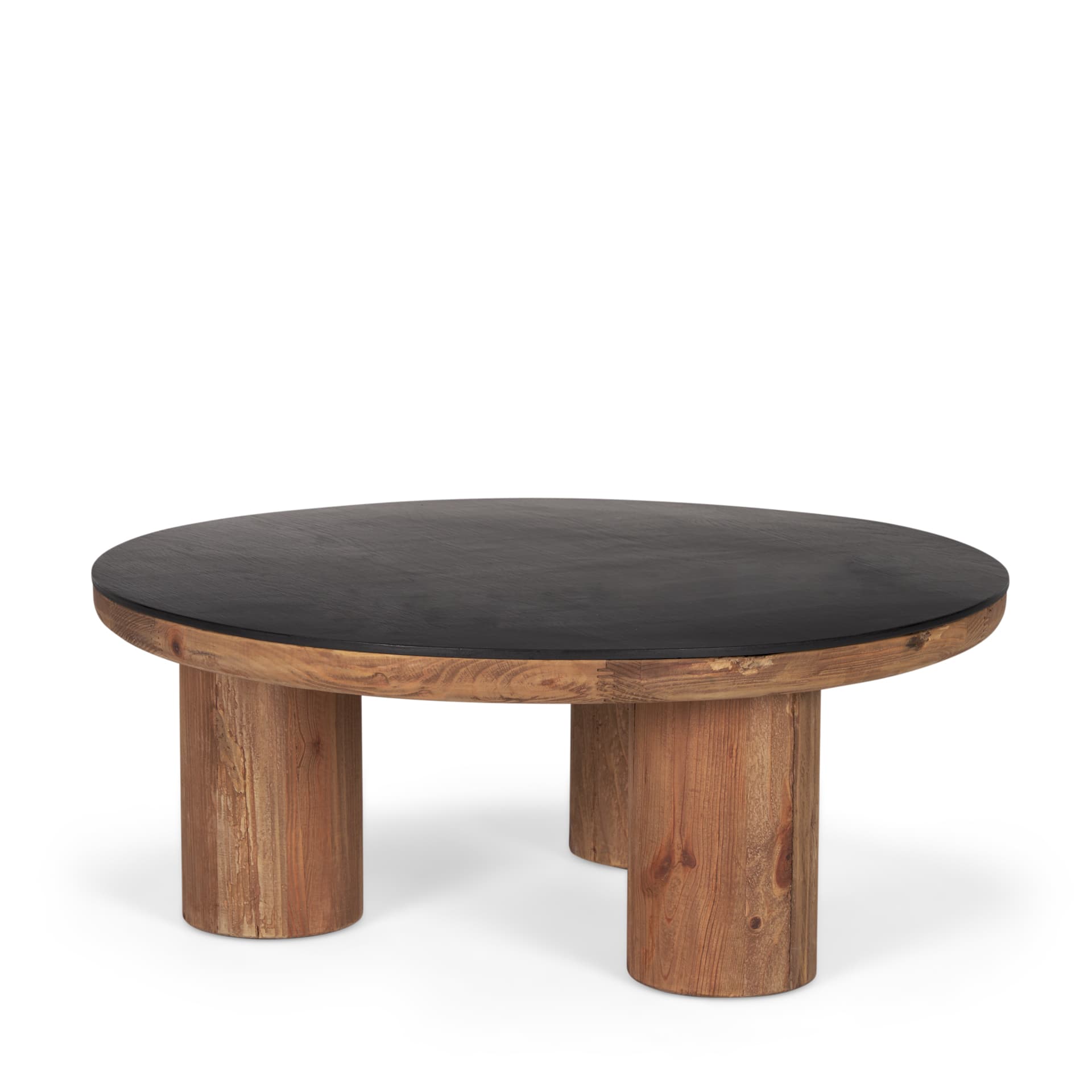 Tucson Natural Wood w/ Round Black Oak Top Coffee Table — product photograph