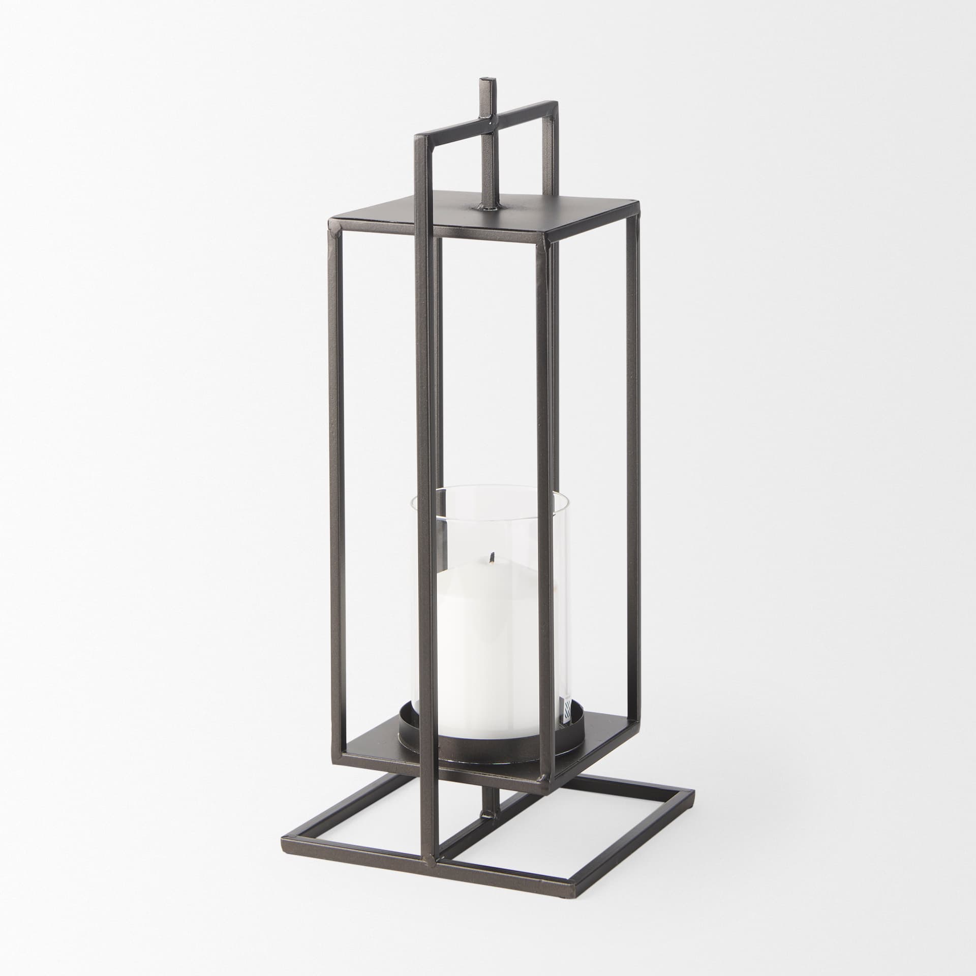 Albus II Small Black Metal Rectangular Table Candle Holder — product photograph