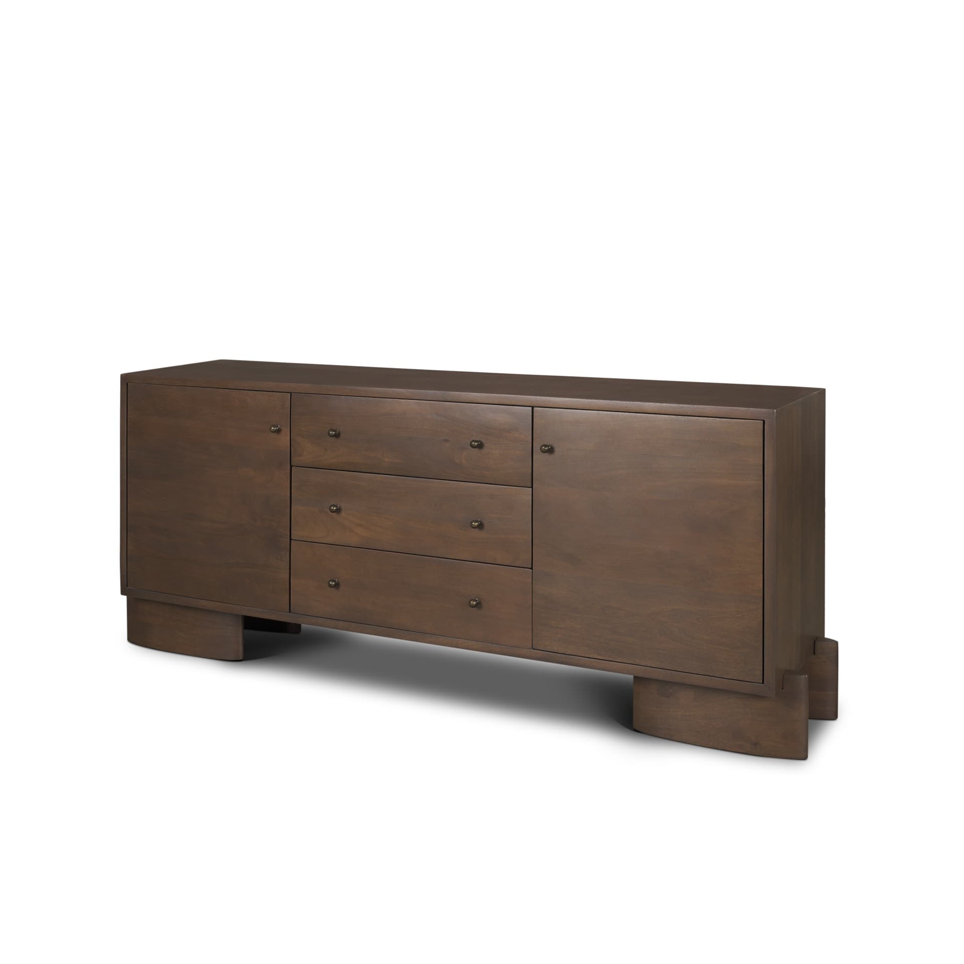 Jonan Dark Brown Wood w/ Dark Aged Brass 2 Door 3 Drawer Sideboard — product photograph