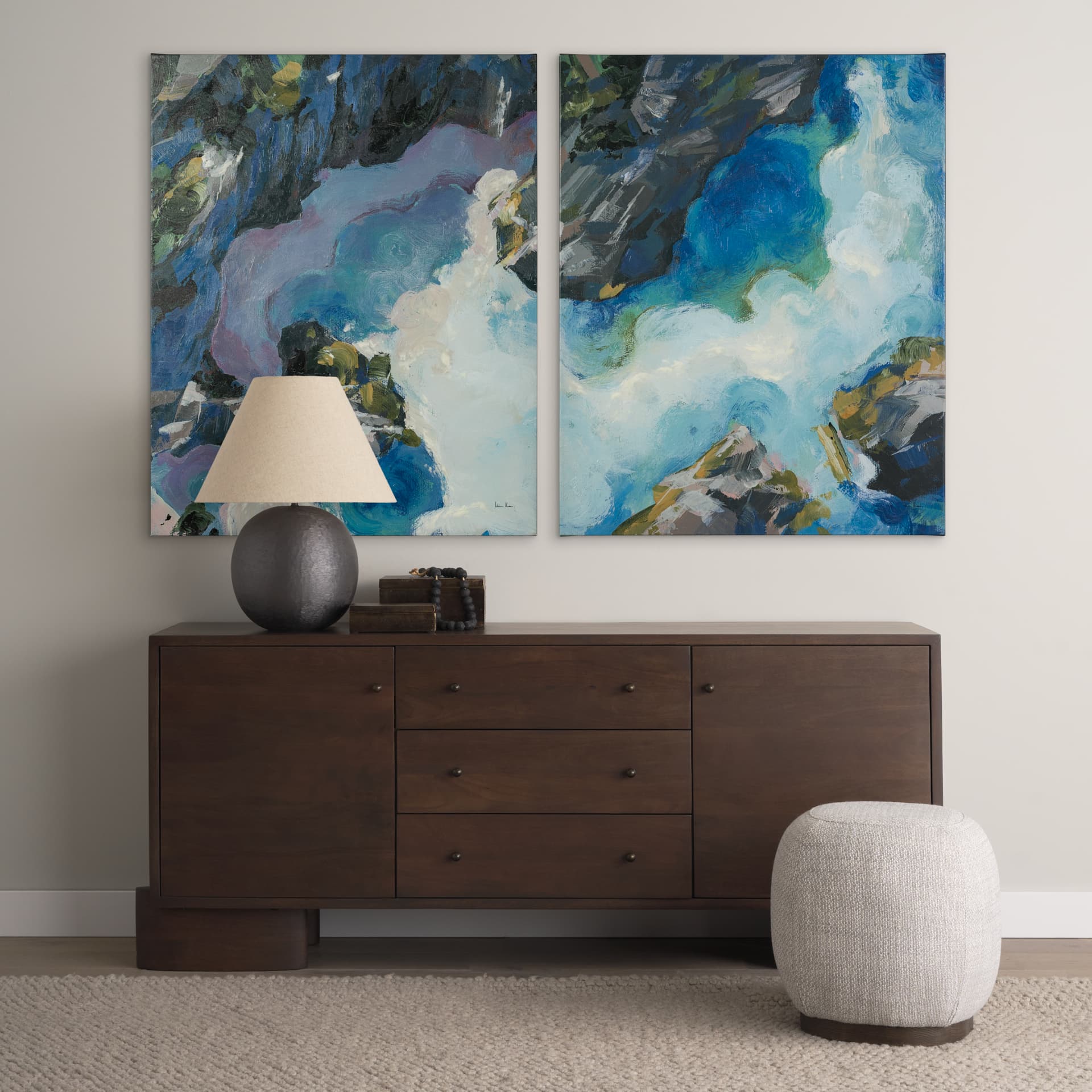 Aerial View I by Silvia Krause a Hand Embellished Textured Canvas — in a styled room
