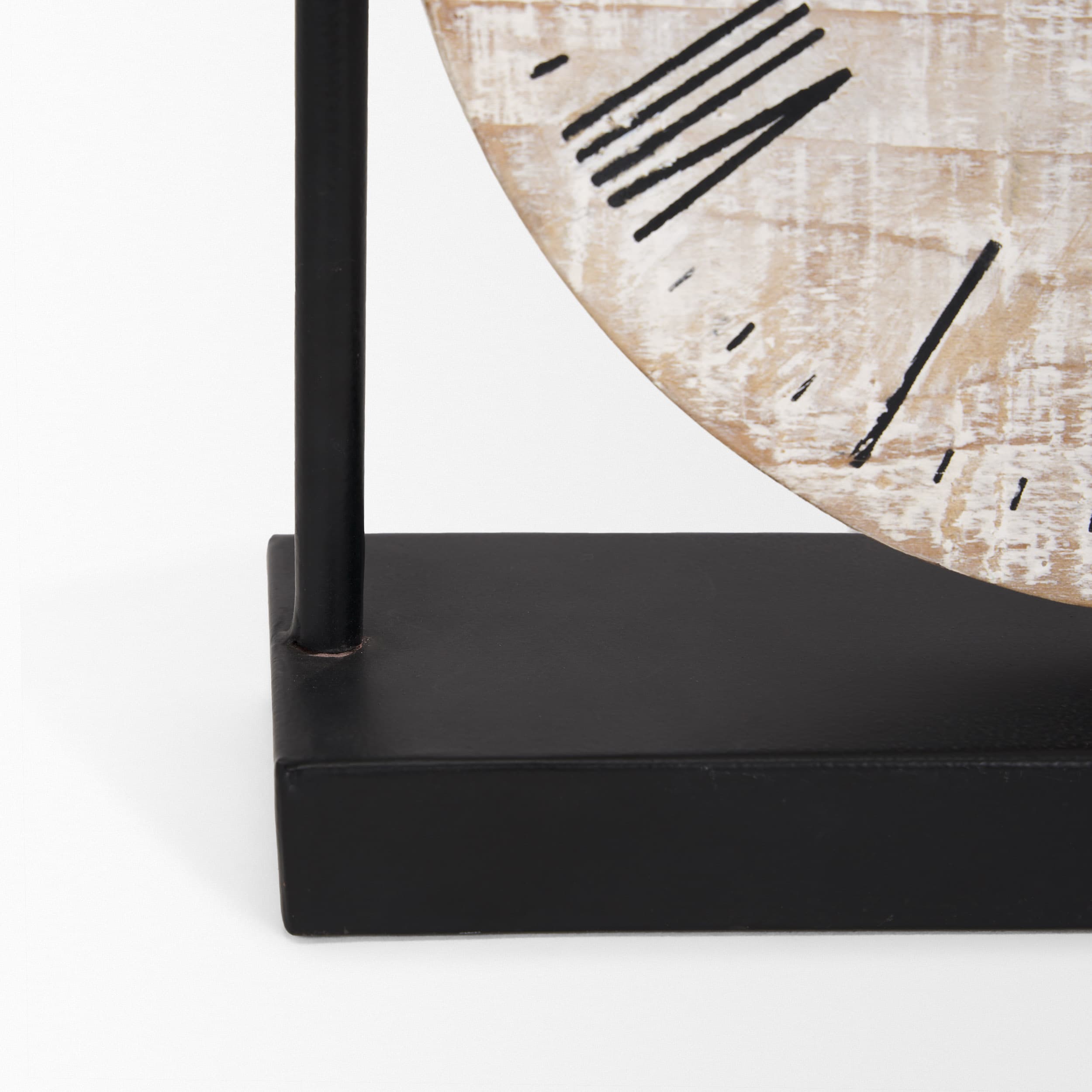 Raja Matte Black Metal w/ Wood Table Clock — product photograph