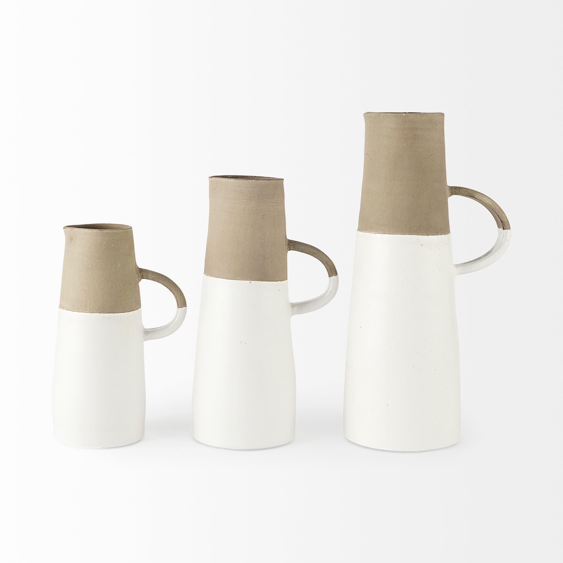 Garand Medium 15H Two-Toned White Natural Ceramic Jug — product photograph
