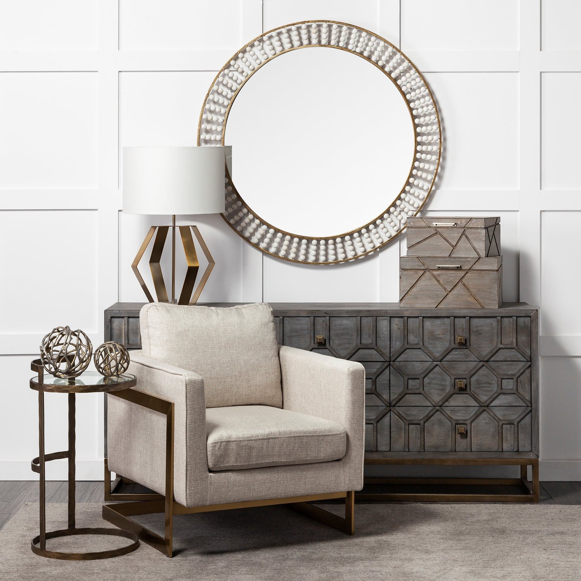 Edwards (26"H) Gold Metal Base w/ Cream Fabric Shade Table Lamp — product photograph