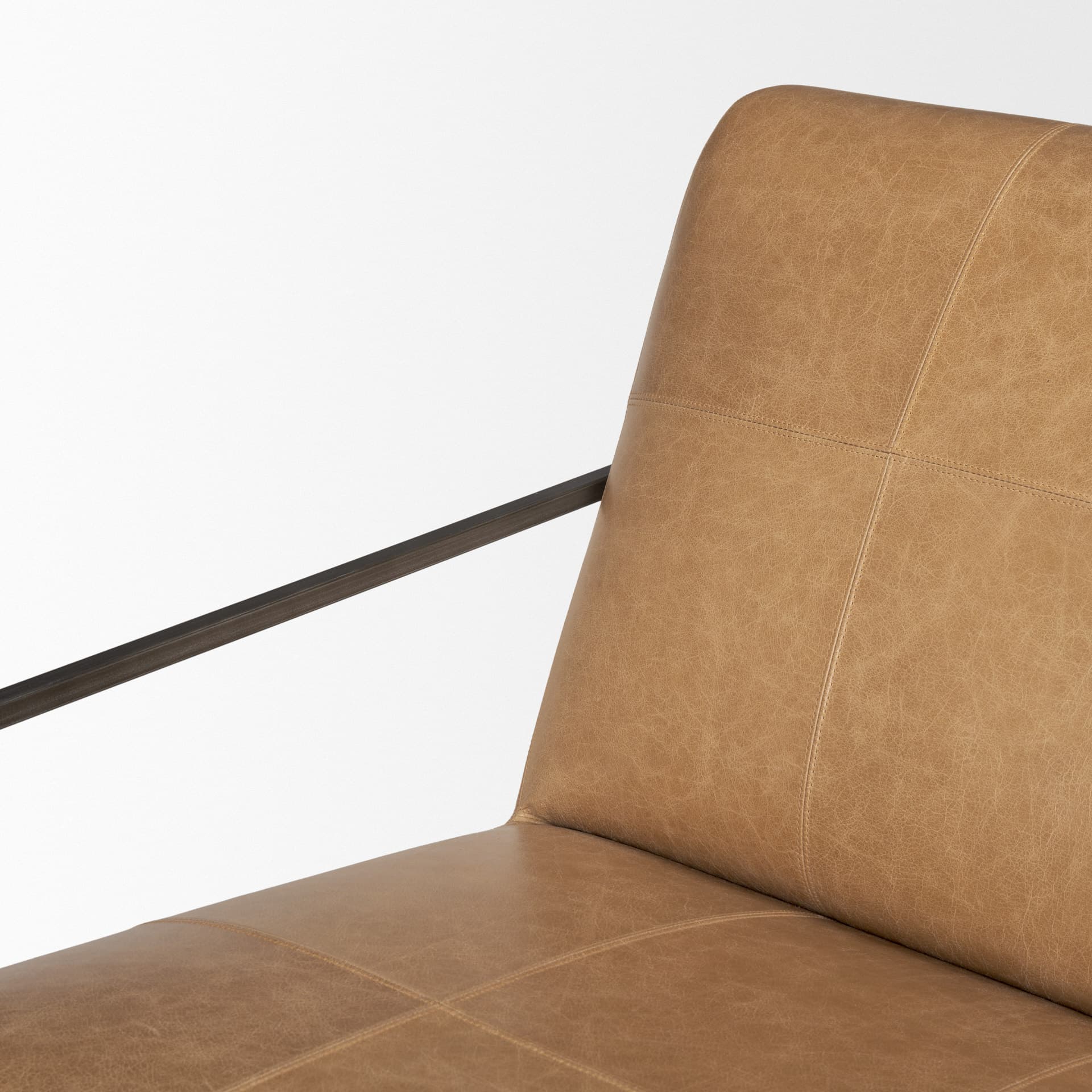 Stratton Gunmetal w/ Genuine Brown Leather Upholstered Accent Chair — product photograph