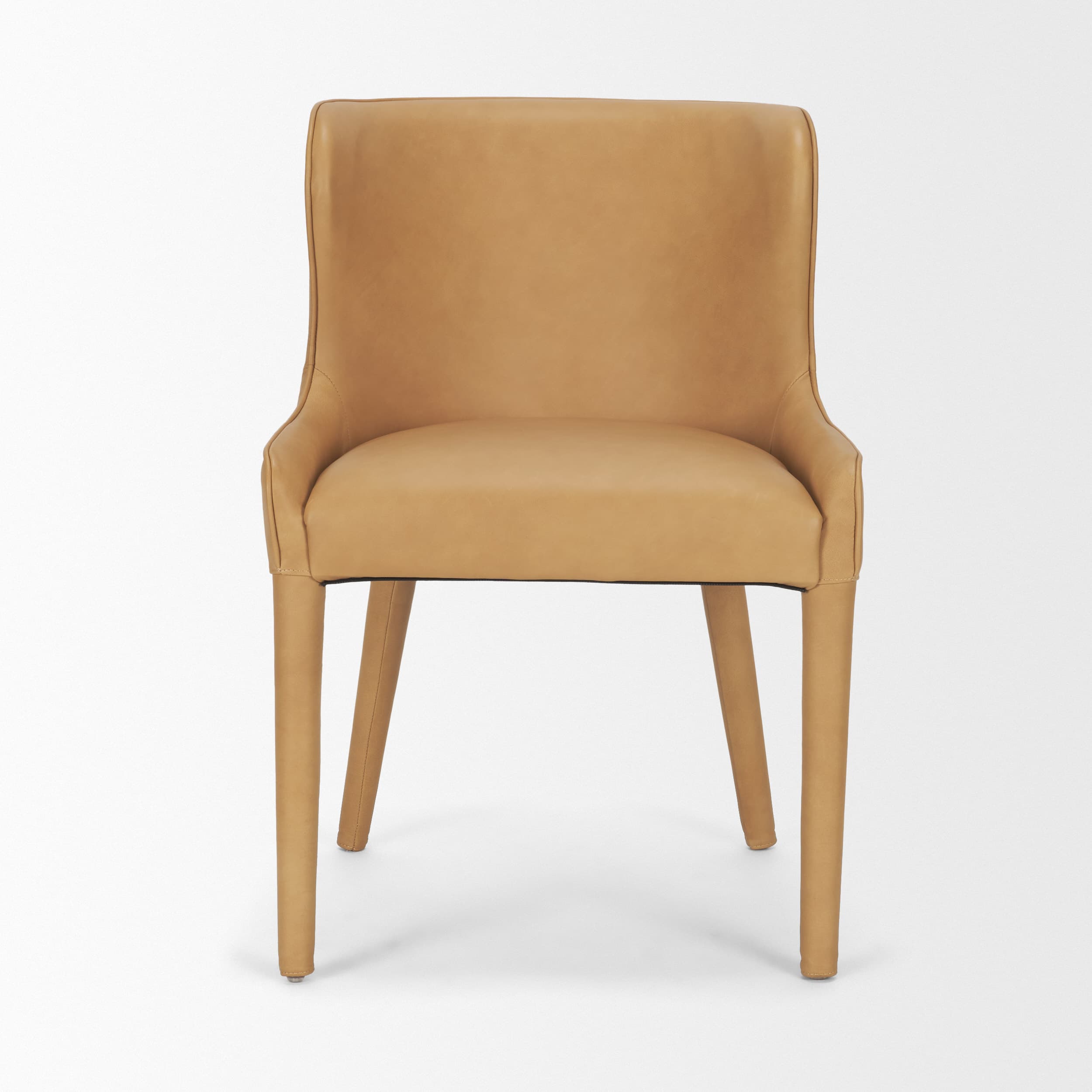 Nolan Wingback Dining Side Chair | Tan Leather w/ Tapered Wood — product photograph