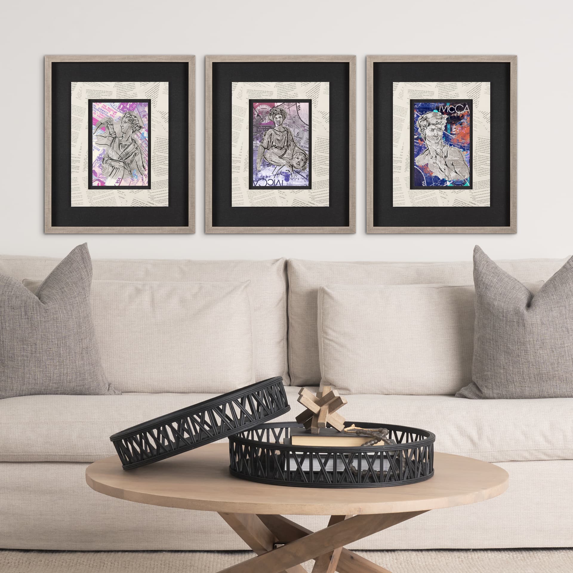 Graffiti sculpture III by Mercana Studio Hand Embellished Framed Art Print Matted under Glass — in a styled room