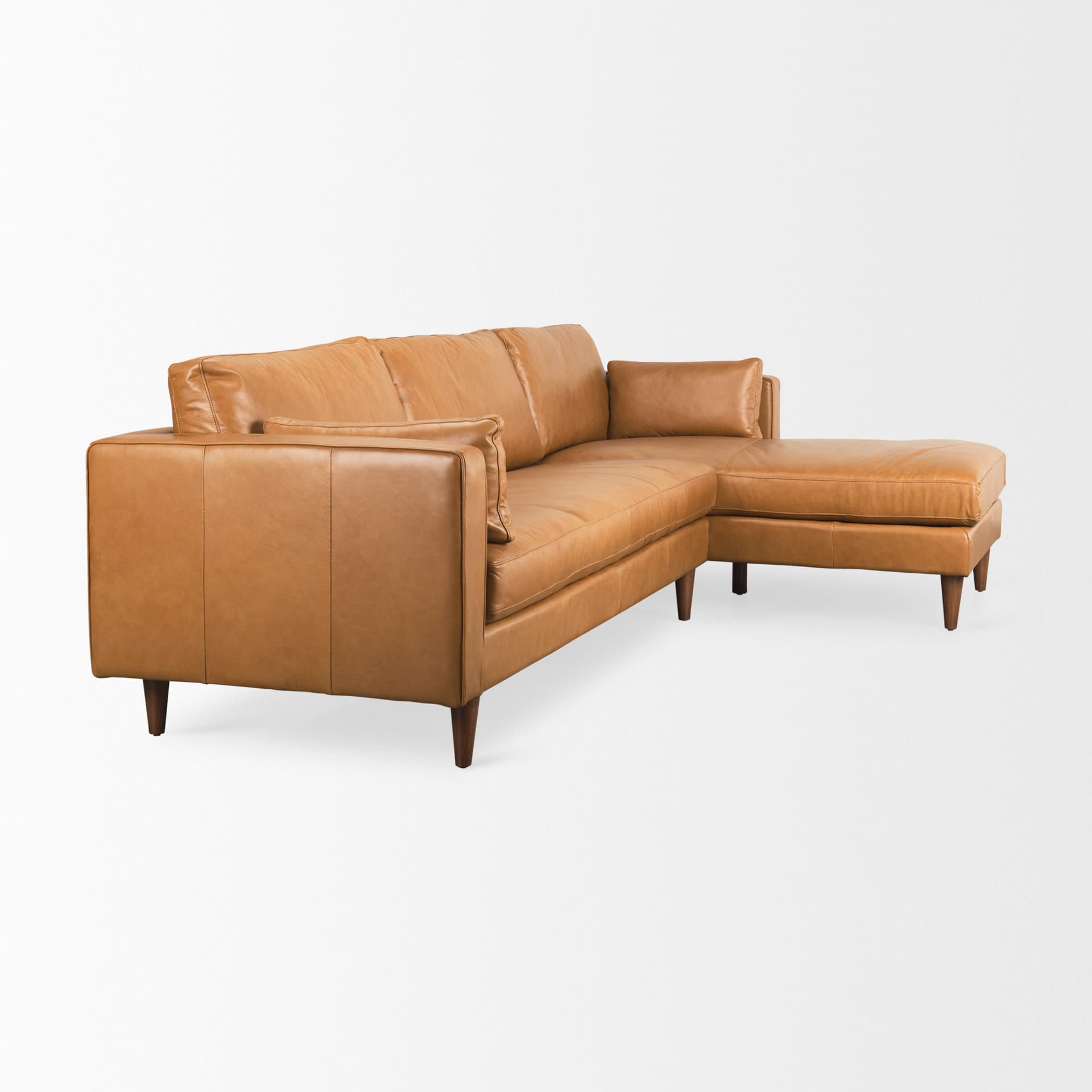 Elton 111.4L x 68.1W x 34.3H Tan Leather Right Chaise Sectional — product photograph