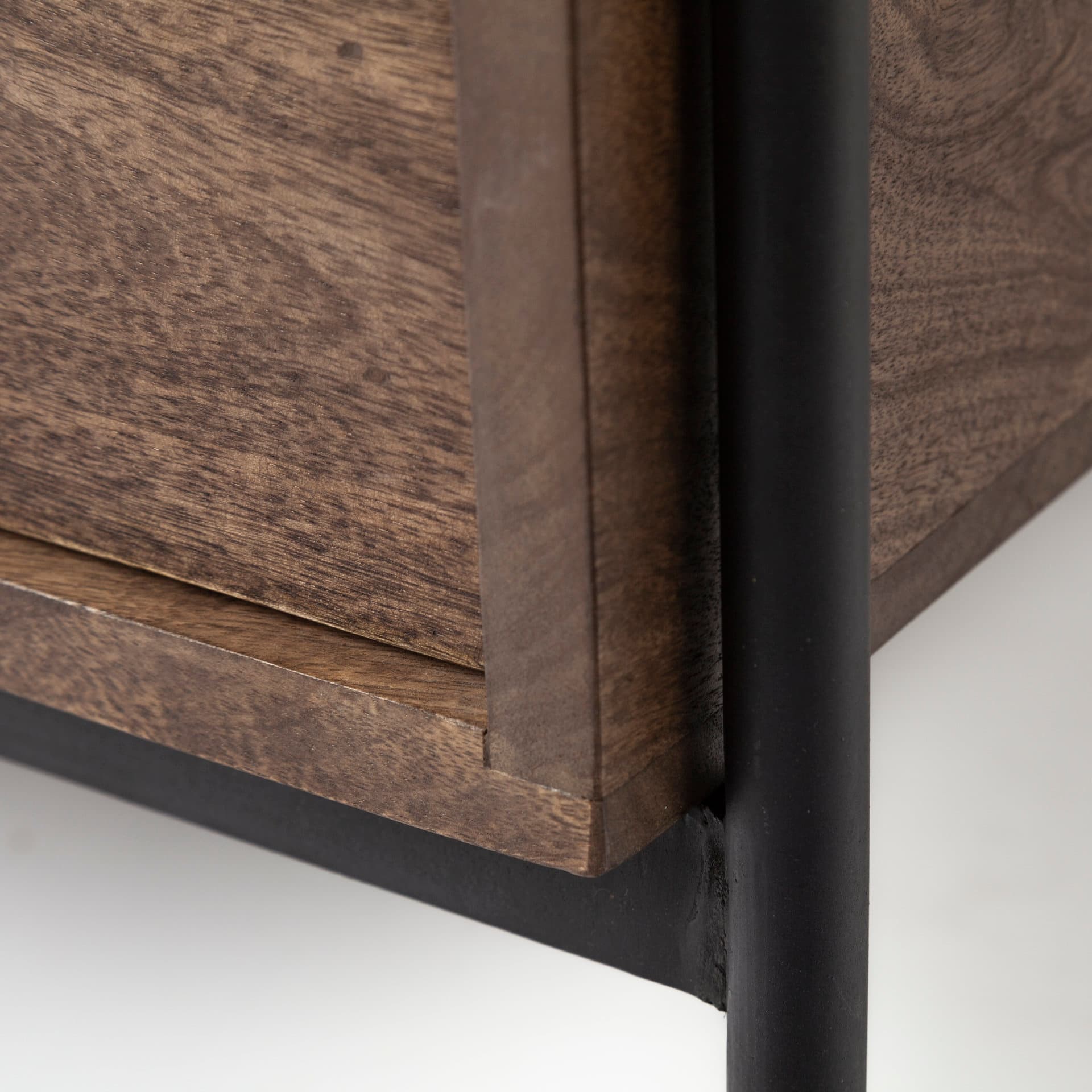 Glenn I 20L x 21W x 24H Dark Brown Wood w/ Black Iron Frame Square End/Side Table — product photograph