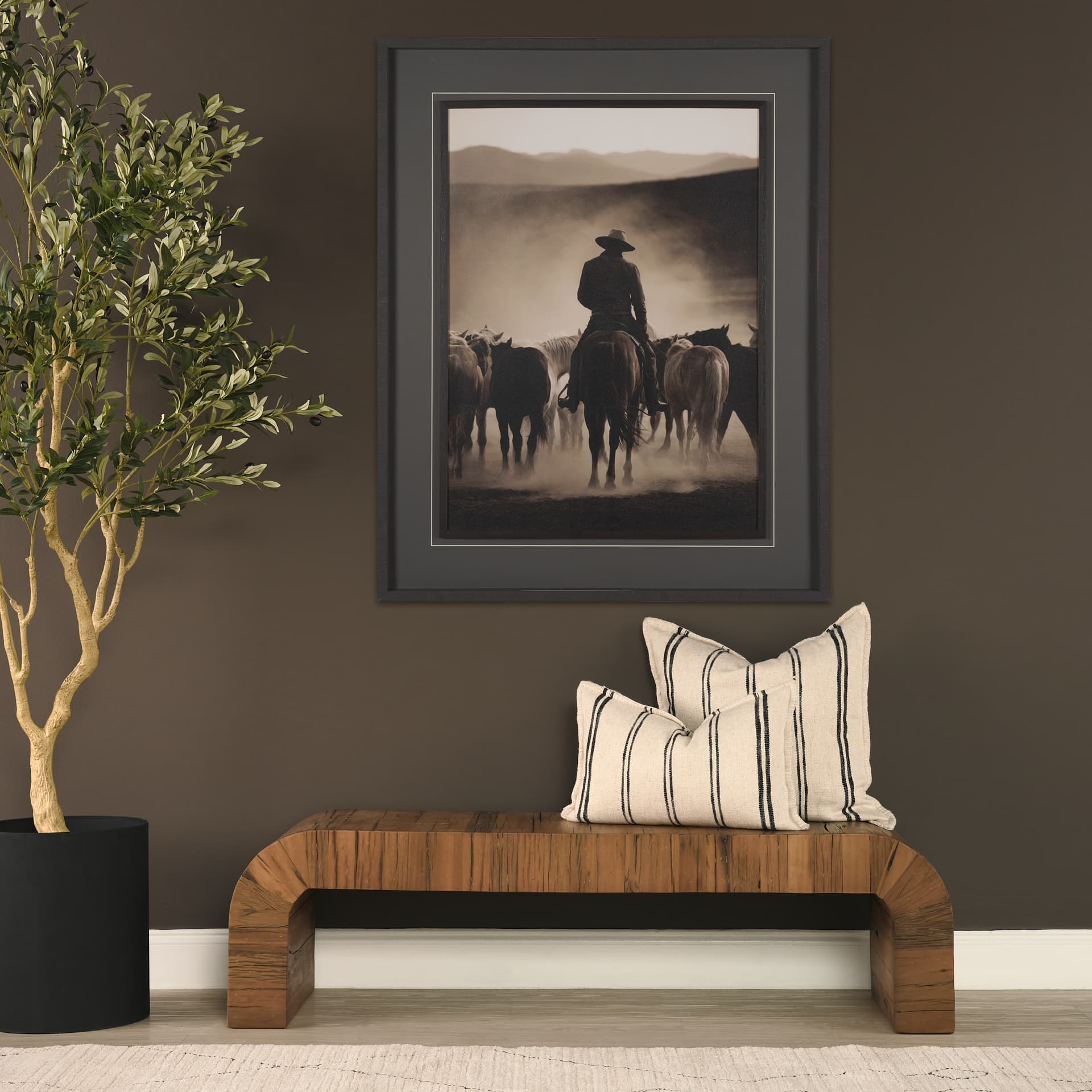 Western Horse Drive by Andreas Magnusson Textured FramedPhoto Print Matted under Glass — product photograph