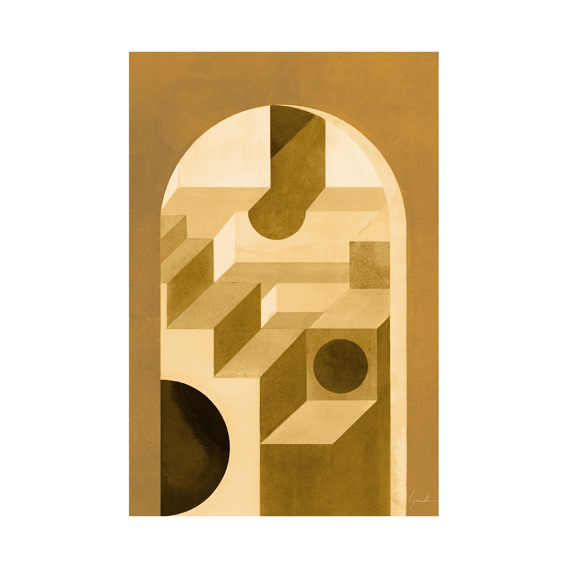 Labyrinth II Yellow by Mercana Studio a Hand Embellished Textured Canvas — product photograph