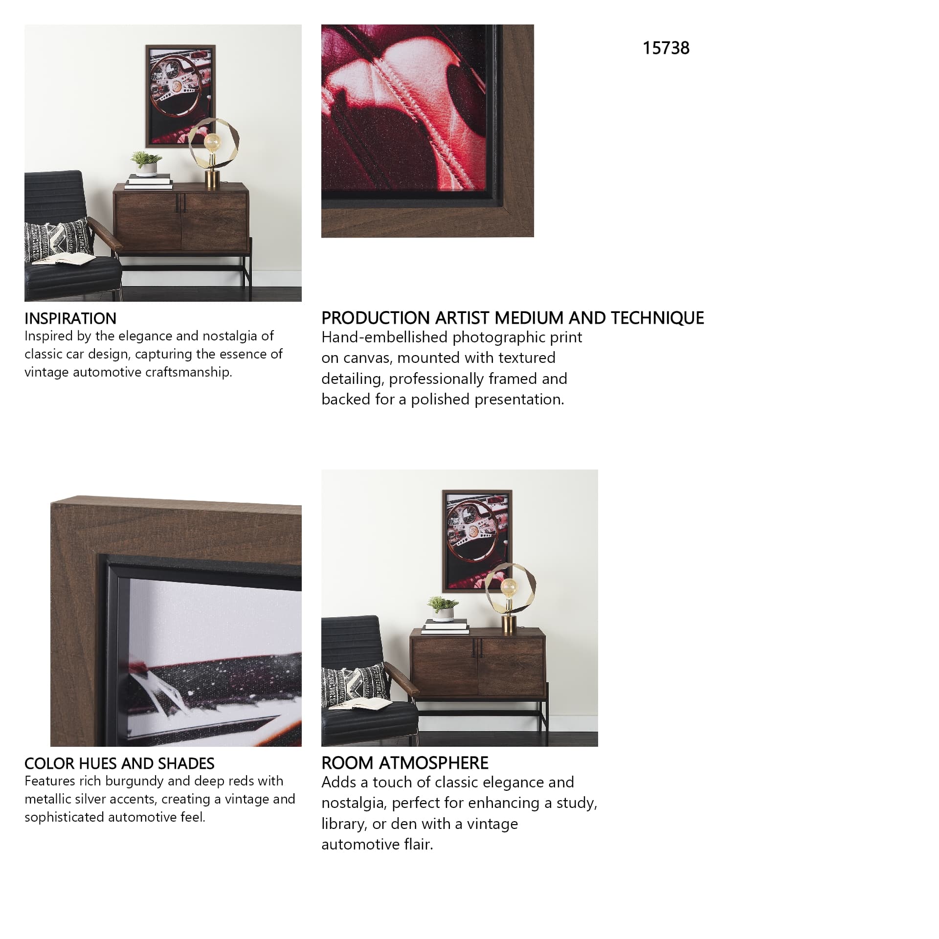 Vintage Car by Magda Izzard a Hand Embellished Framed Photo Art Print — in a styled room
