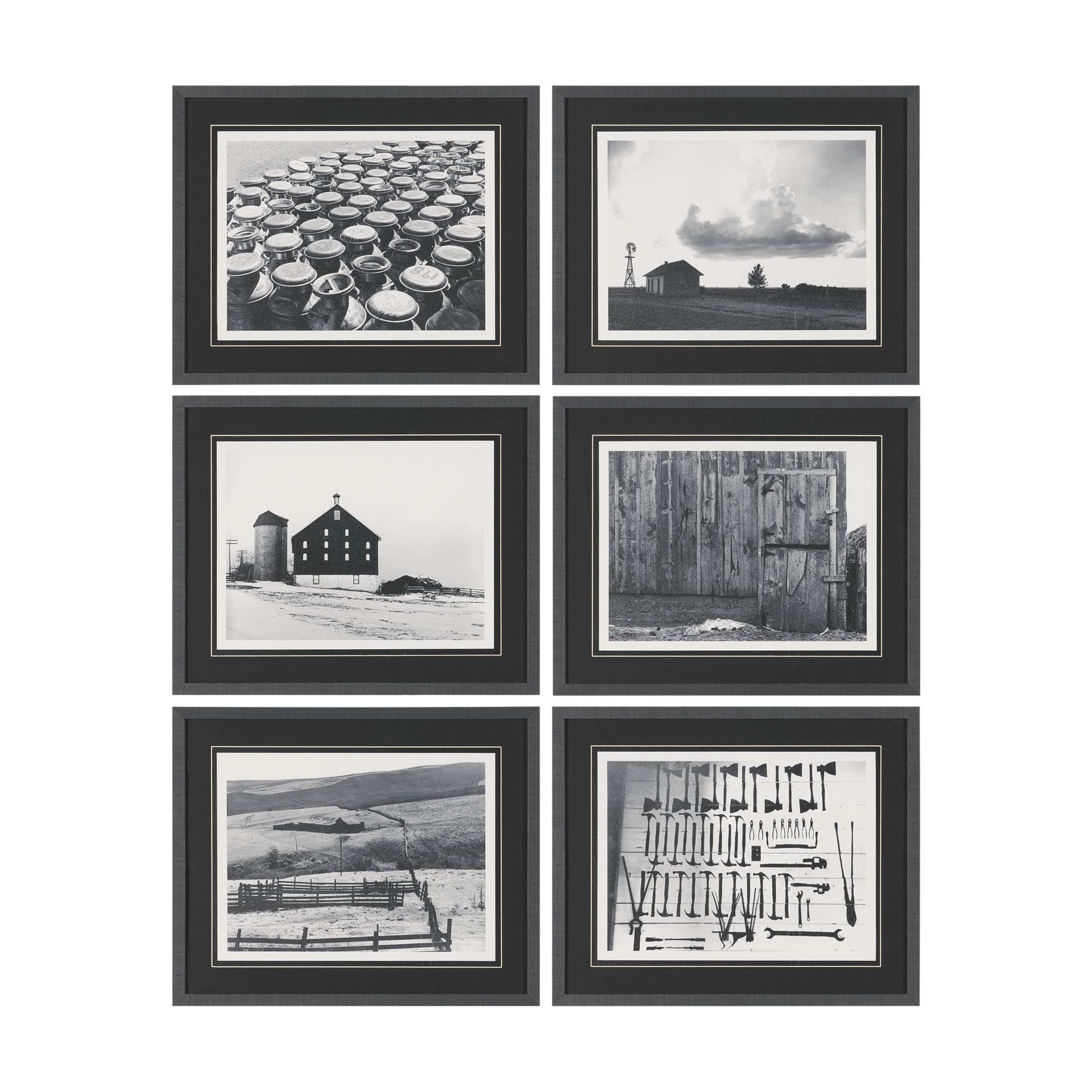 Rural Rows (Set of 6) by The Chelsea Collection Textured Framed Art Print Matted under Glass — product photograph