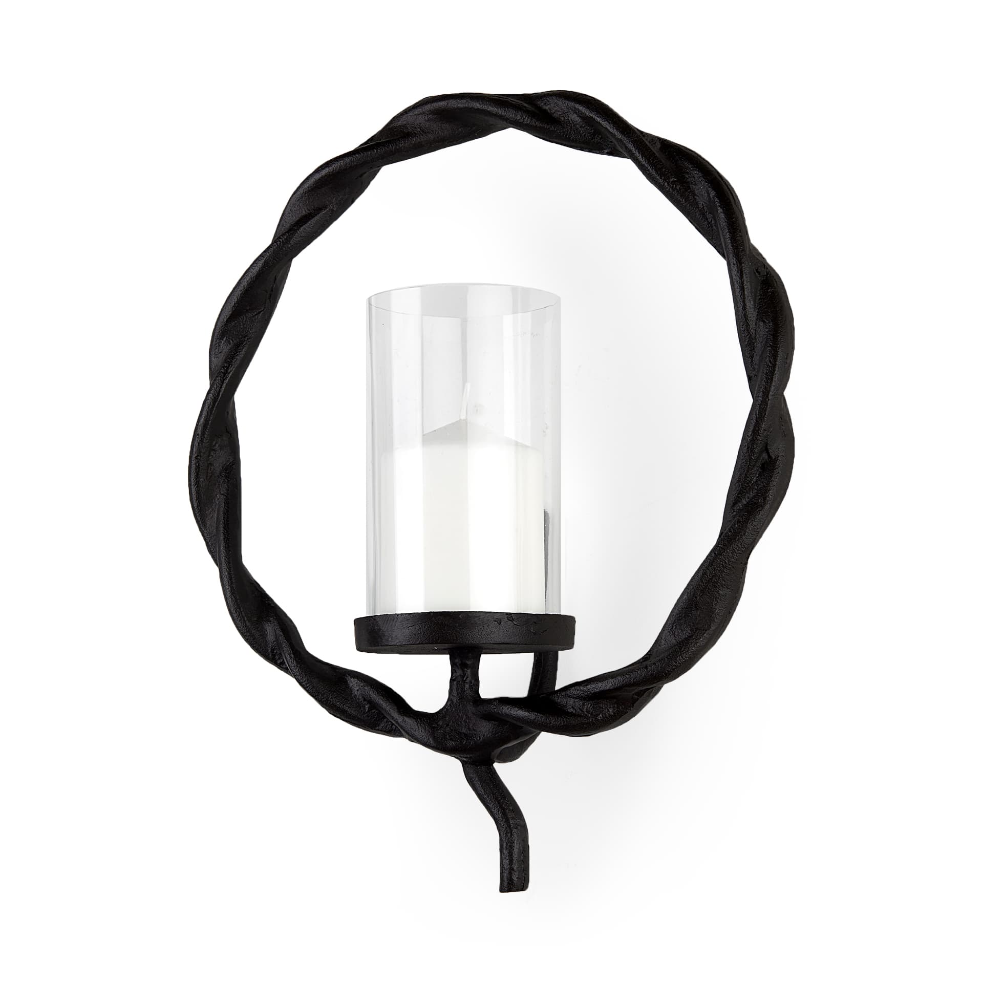 Rizwan 12.0L x 14.0W x 4.5H Black Aluminum Braided Circular Candle Holder — product photograph