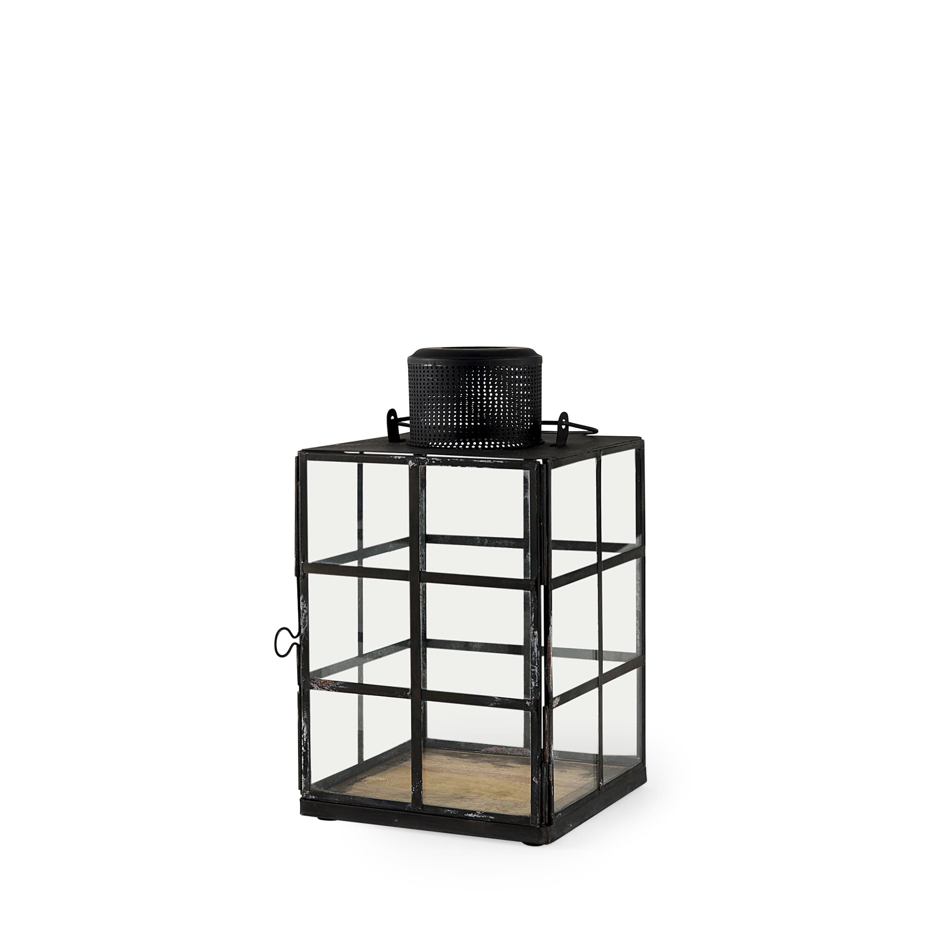 Gamfield 6.1L x 6.1W x 10.6H Small Black Metal and Glass Lantern — product photograph