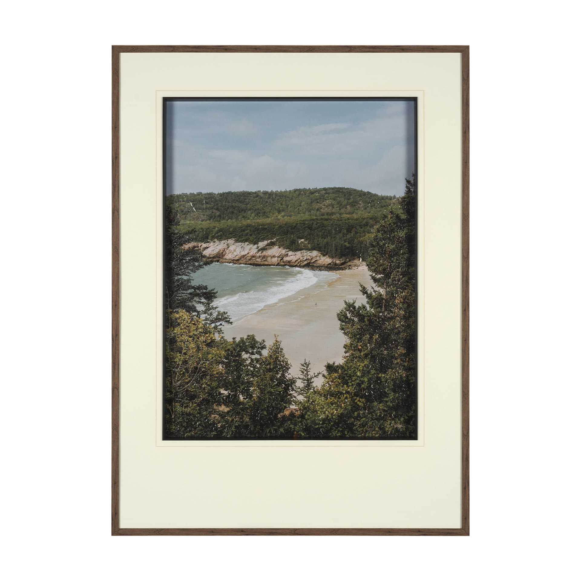Maine Beach View by Kelly Frere Hand-Embellished FramedPhoto Print Matted under Glass — product photograph