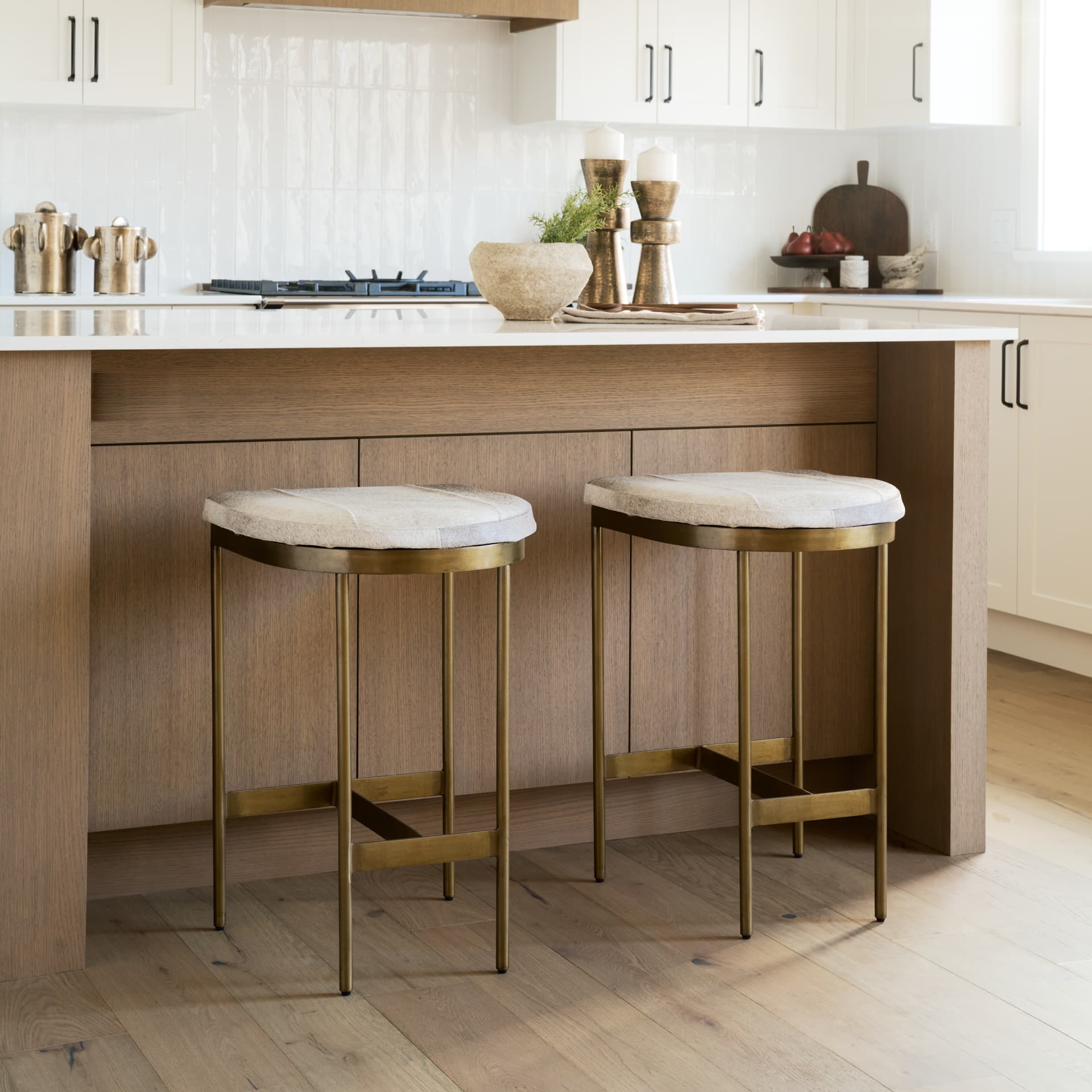 Millie Backless 26.25in Seat Counter Stool | Gray Hair-On-Hide — product photograph
