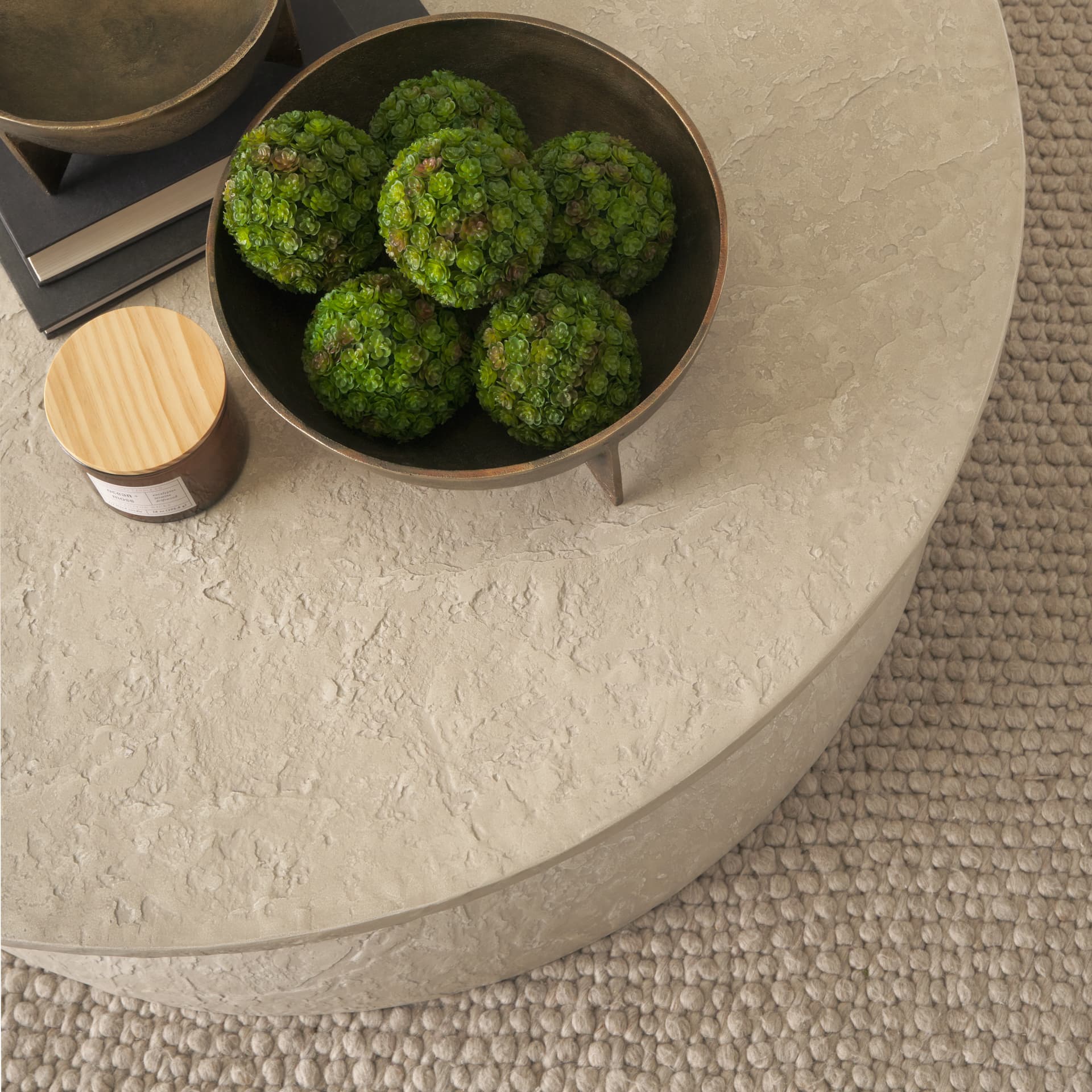 Mesa 48" Round Stone Finish Coffee Table — product photograph