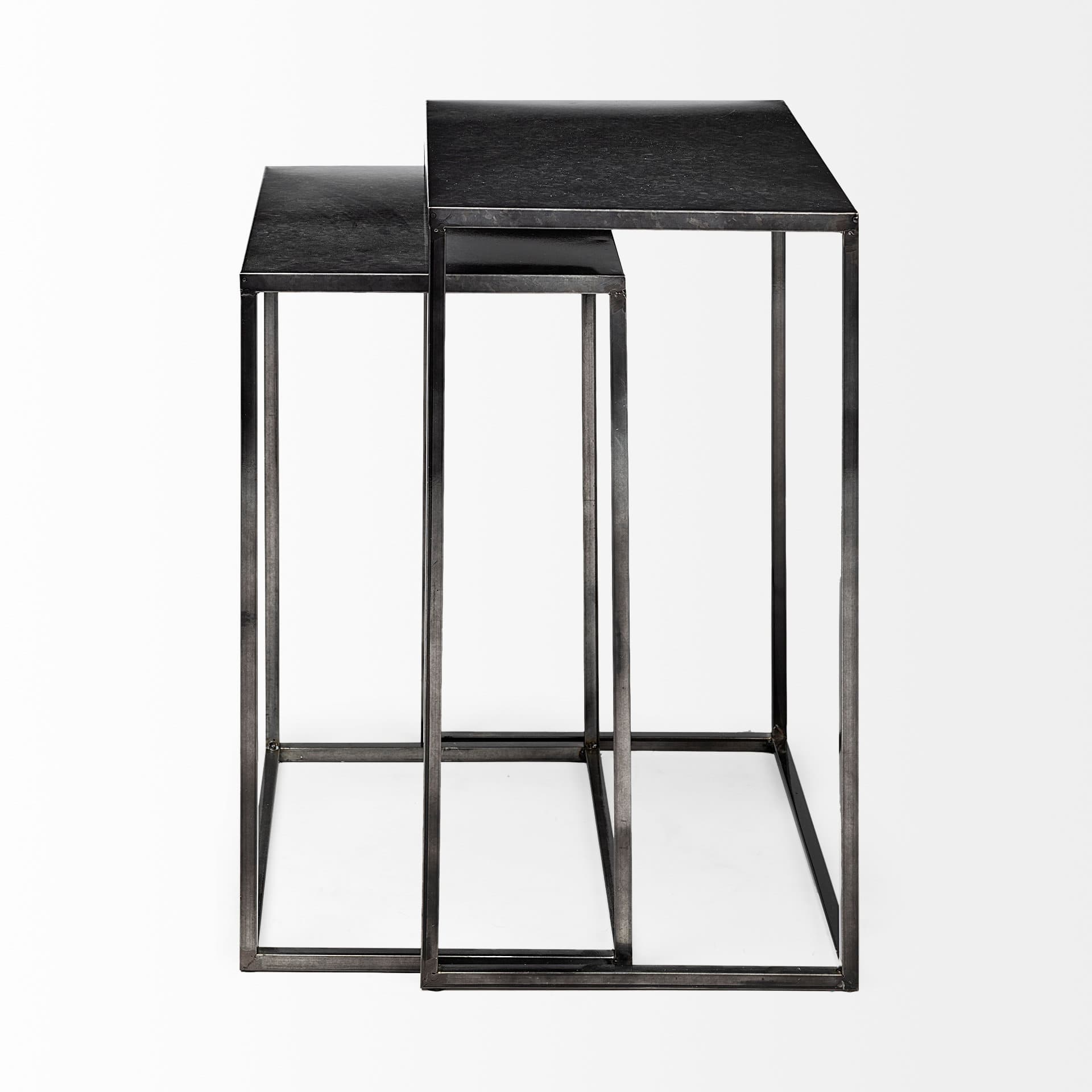 Kasey (Set of 2) 17.7L x 12.6W x 24.4H Galvanized Metal Nesting Accent Tables — product photograph