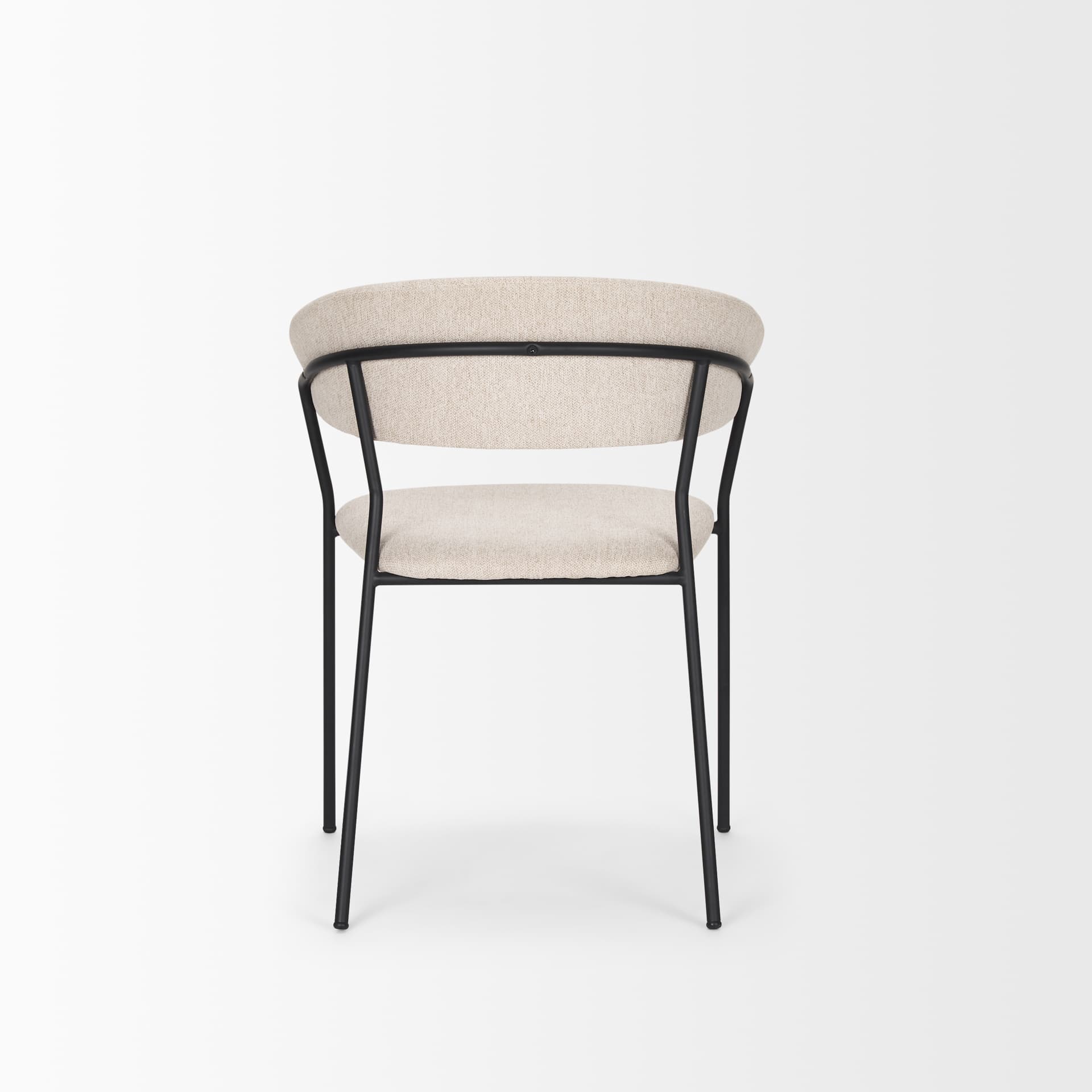 Carolyn Contoured Back Dining Side Chair | Oatmeal Fabric w/ Metal — product photograph