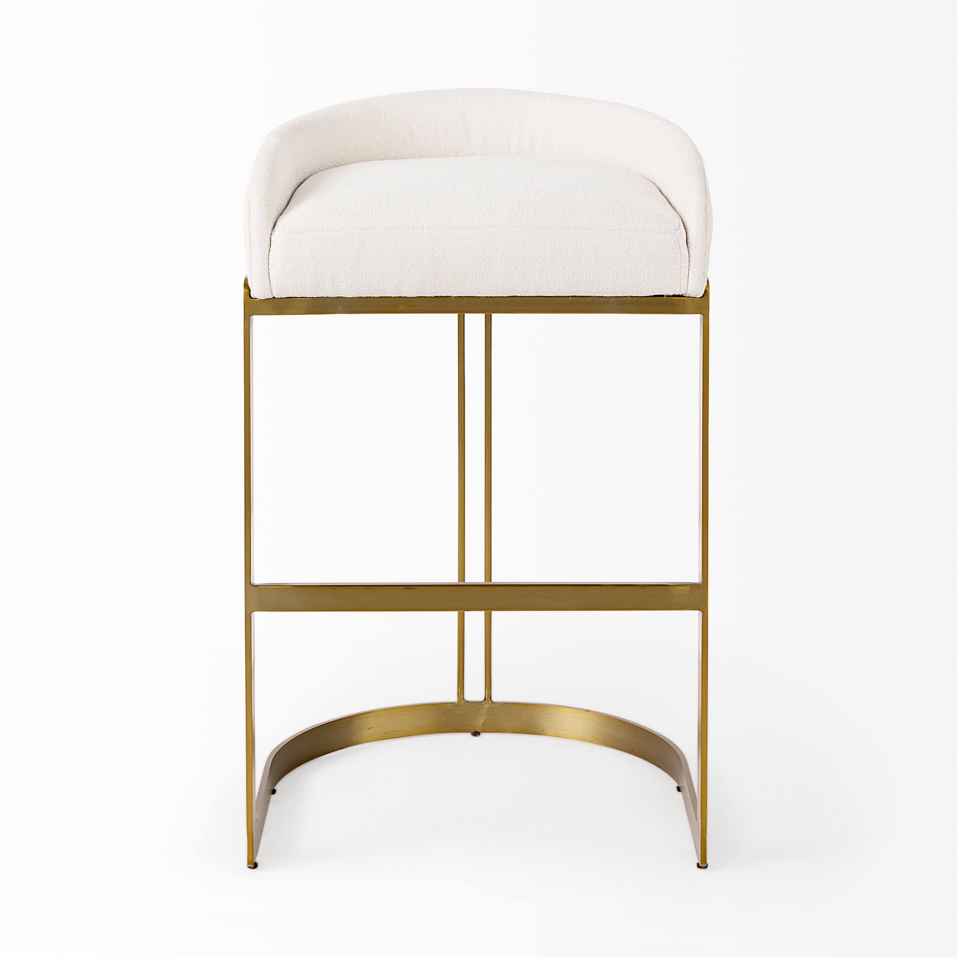 Hollyfield Low Back 28.75in Seat Bar Stool | Cream Fabric w/ Metal — product photograph