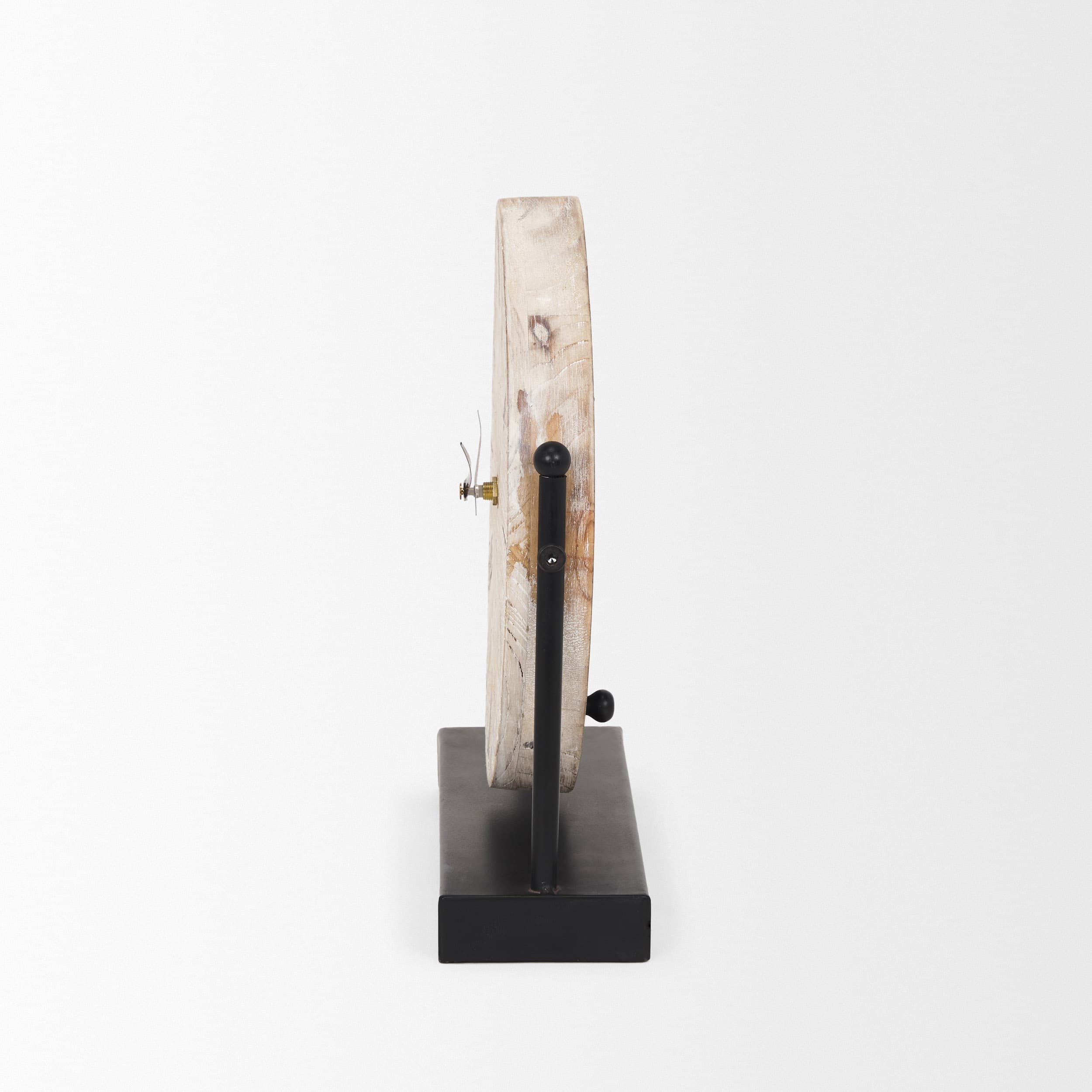 Raja Matte Black Metal w/ Wood Table Clock — product photograph