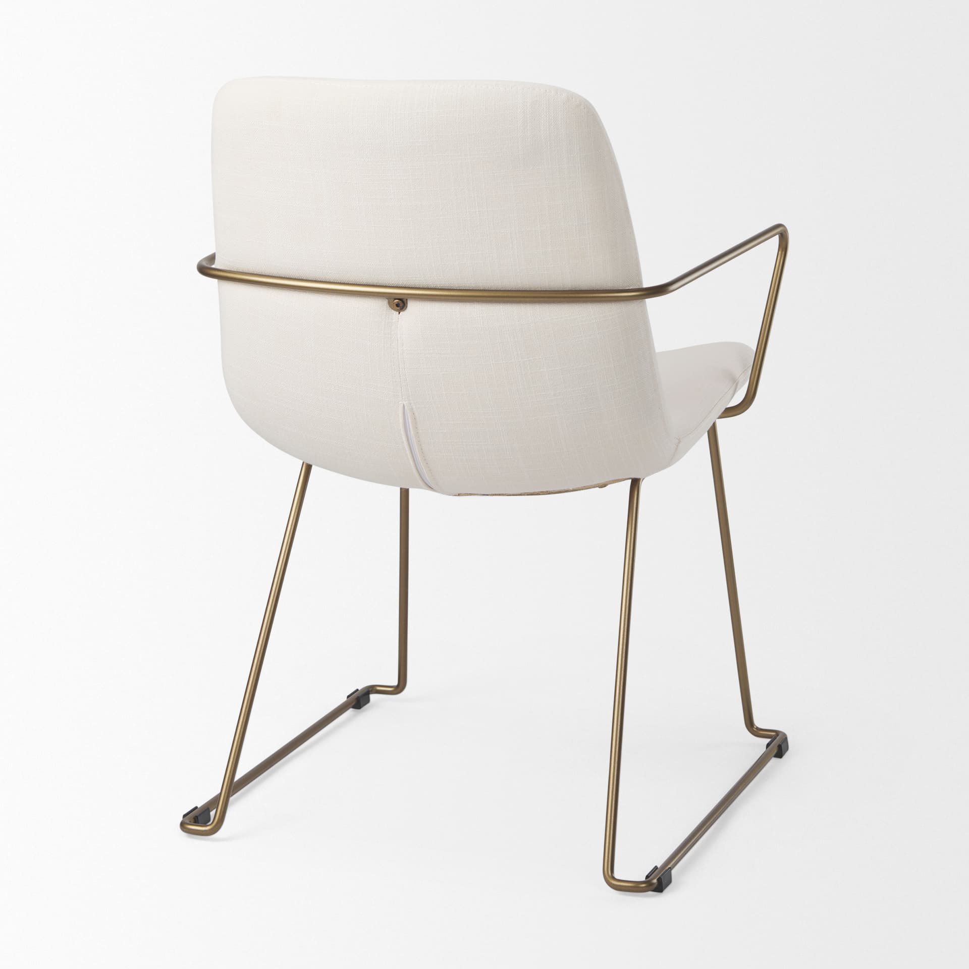 Sawyer Solid Back Dining Side Chair | Cream Fabric w/ Gold Metal — product photograph