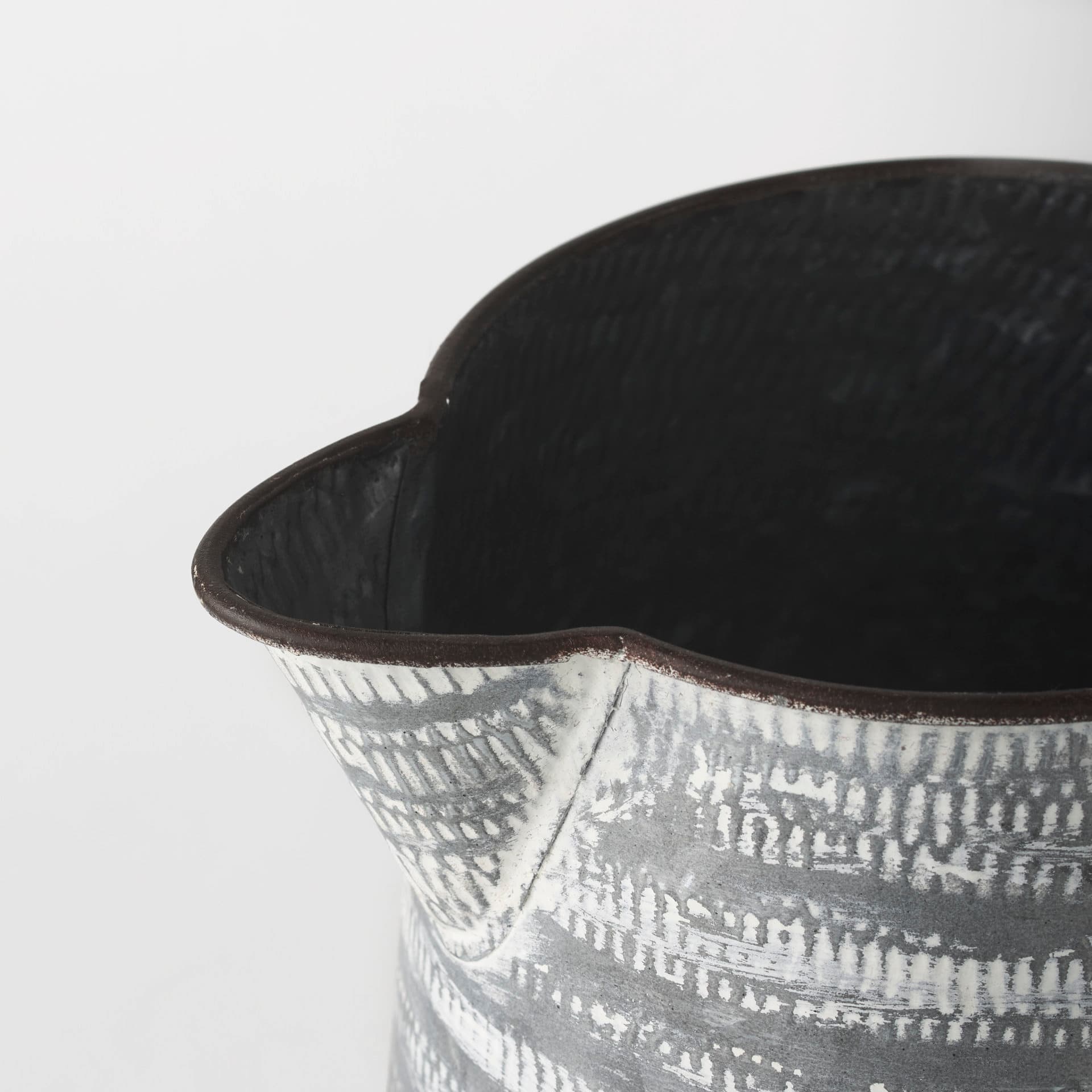 Serena II 11.2H Large Gray/White Textured Metal Jug — product photograph