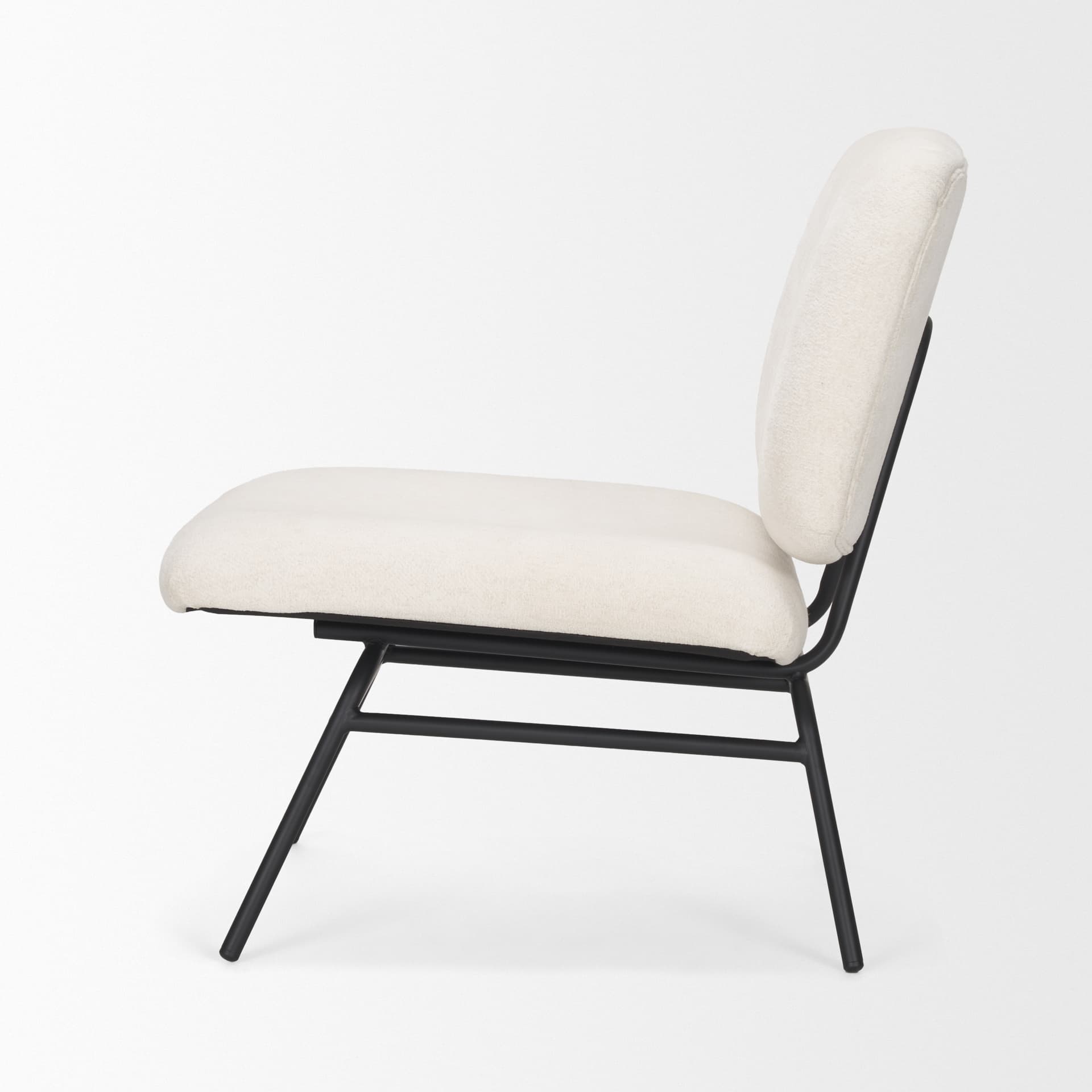 Nora Cream Fabric w/ Matte Black Metal Legs Accent Chair — product photograph