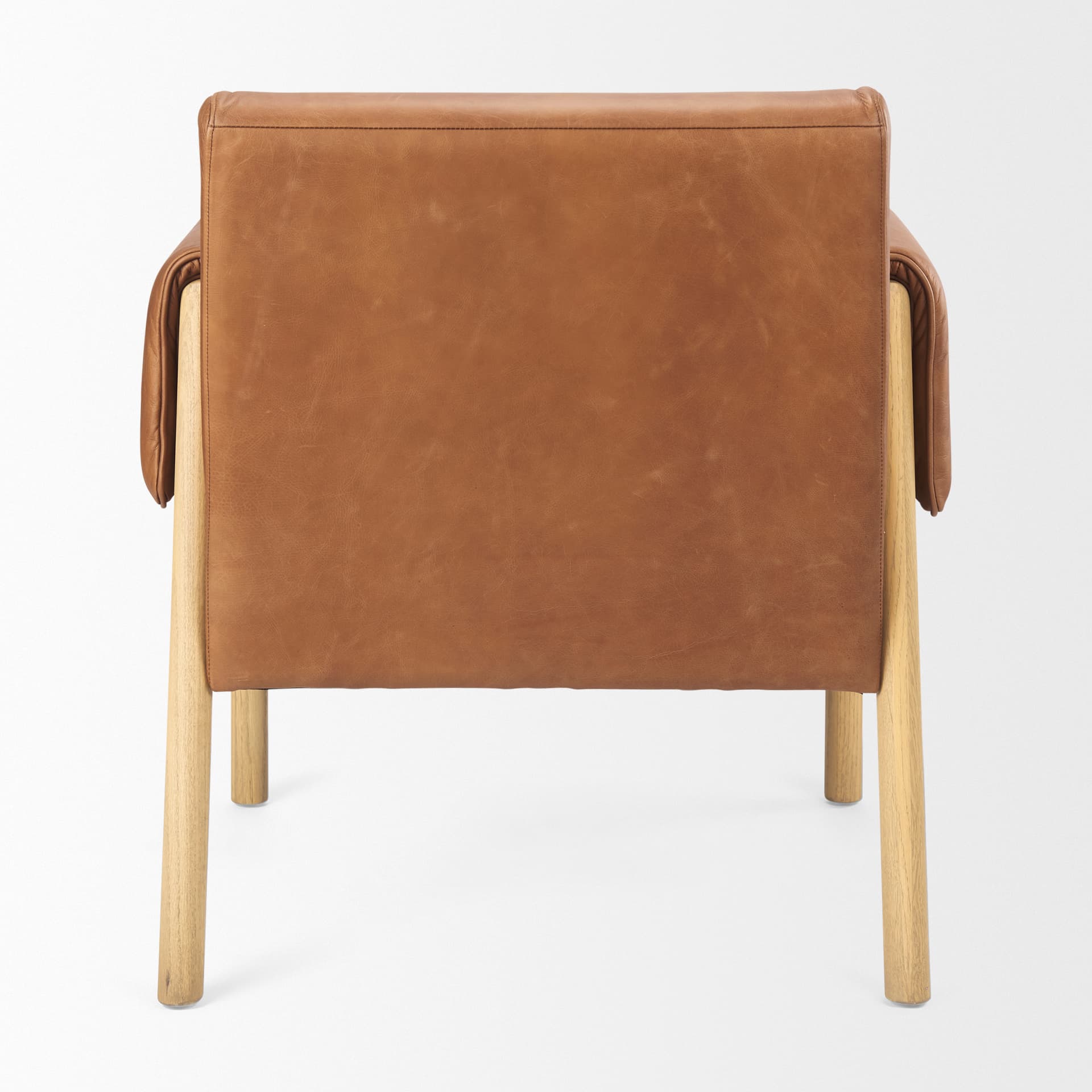 Ashton Brown Leather w/ Light Wood Accent Chair — product photograph