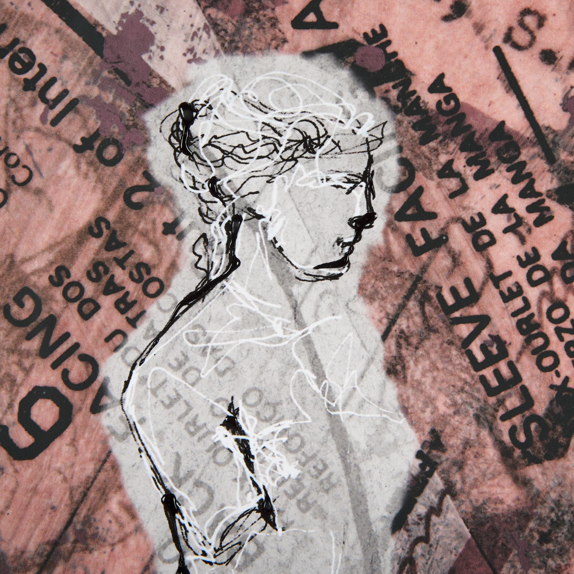 Graffiti Sculpture V by Mercana Studio Hand Embellished Textured Framed Art Print Matted under Glass — product photograph