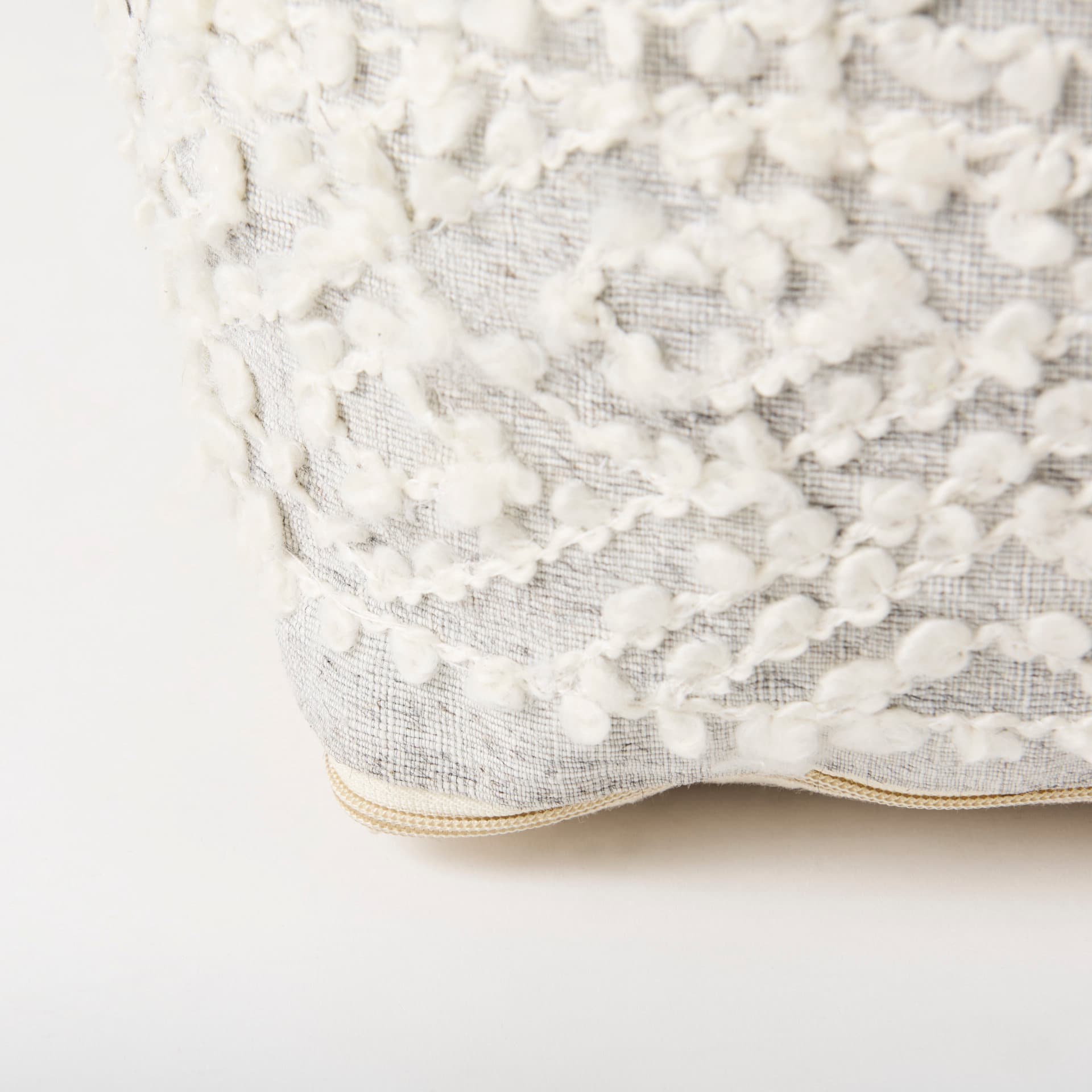 Farida 6.0L x 16.0W x 16.0H Light Gray Wool and Polyester Patterned Pouf — product photograph