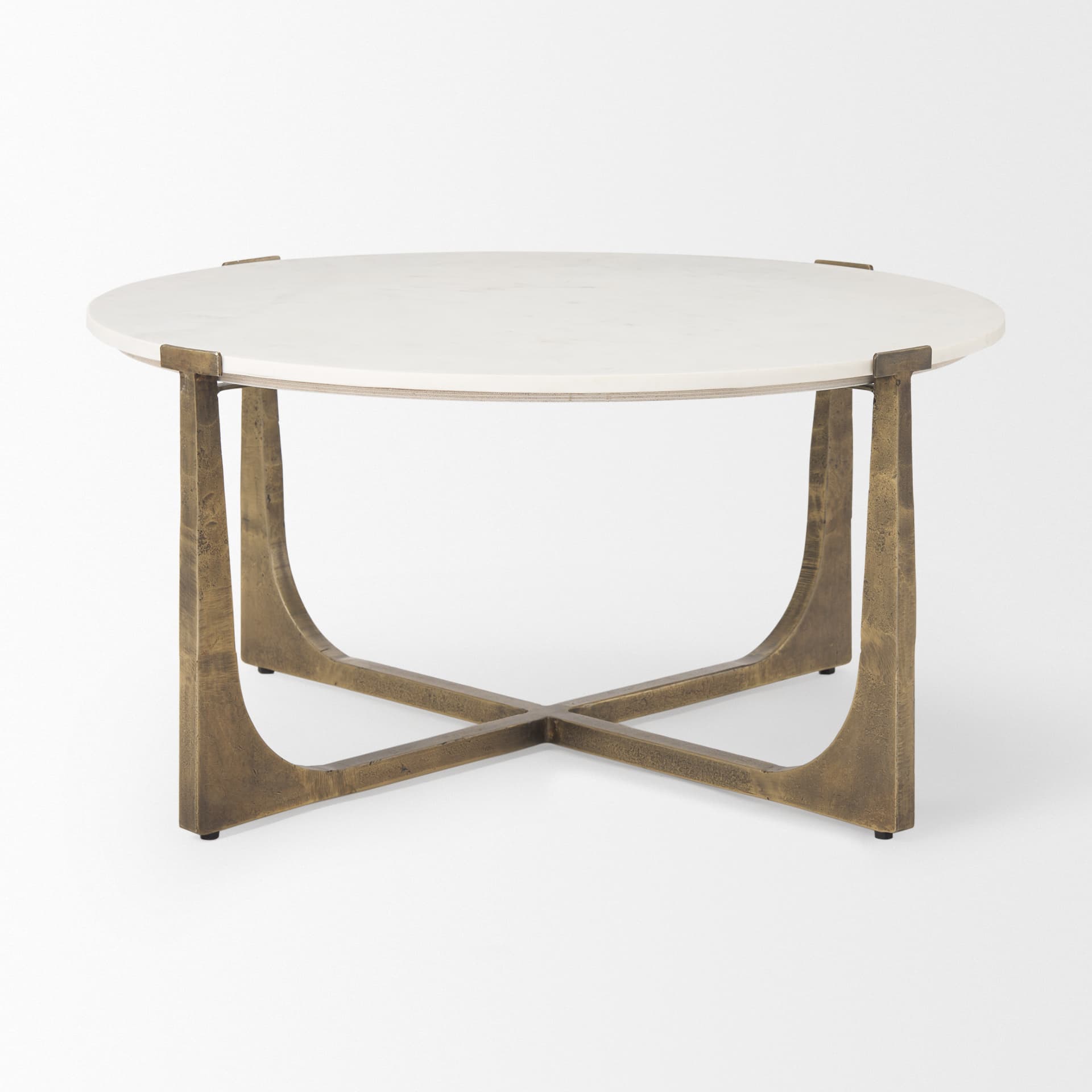 Atticus Marble and Antiqued Gold Metal Coffee Table — product photograph