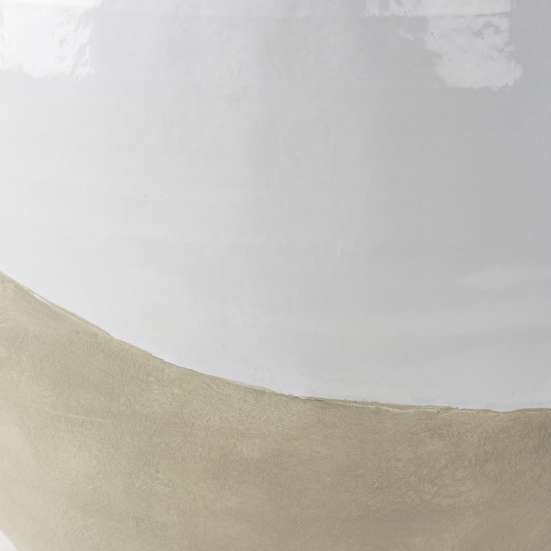 Amos 18.5L x 18.5W x 24.4H White and Dark Beige Color Blocked Ceramic Floor Vase — product photograph