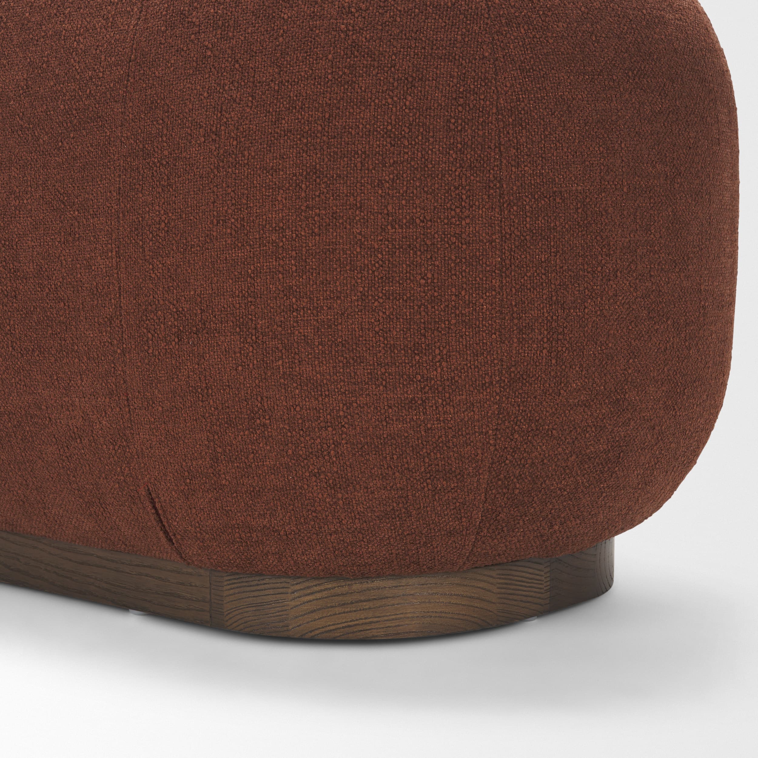 Siren Burgundy Fabric w/ Brown Ash Wood Oblong Bench — product photograph