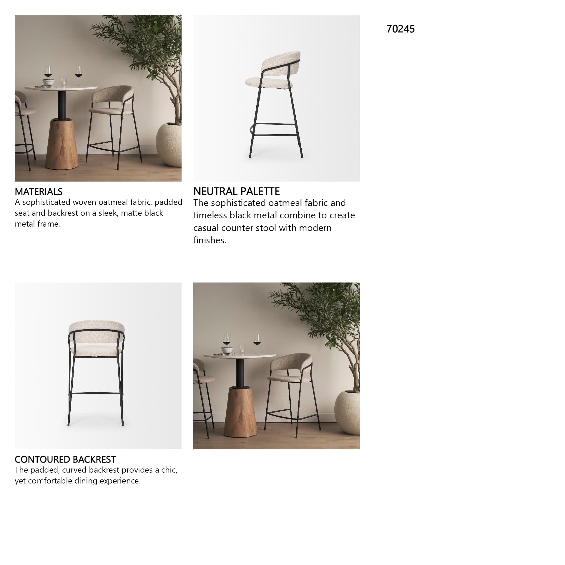 Carolyn Open Back 25.9in Seat Counter Stool | Oatmeal — product photograph