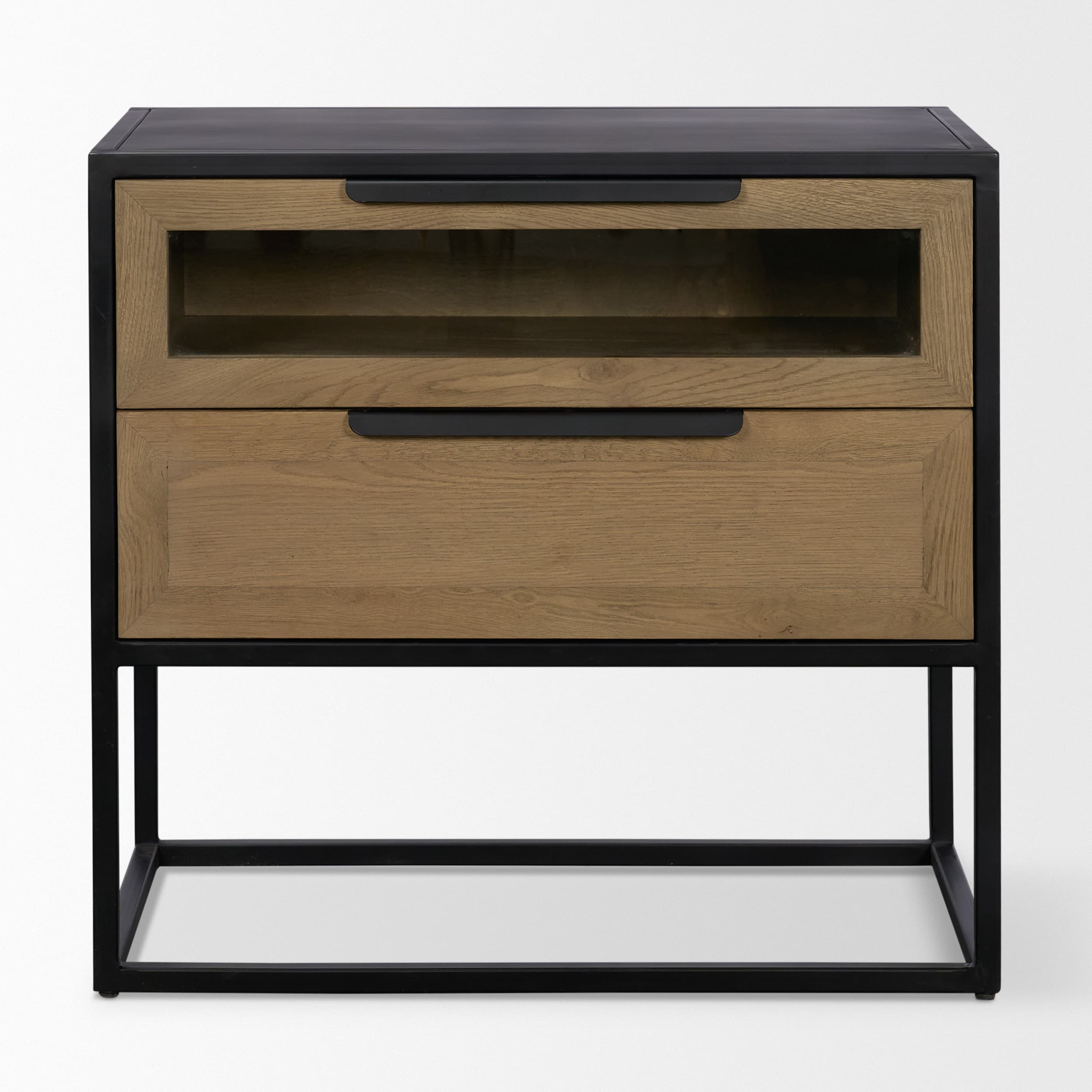 Sloan Light Brown W/ Black Metal Frame Side Table — product photograph