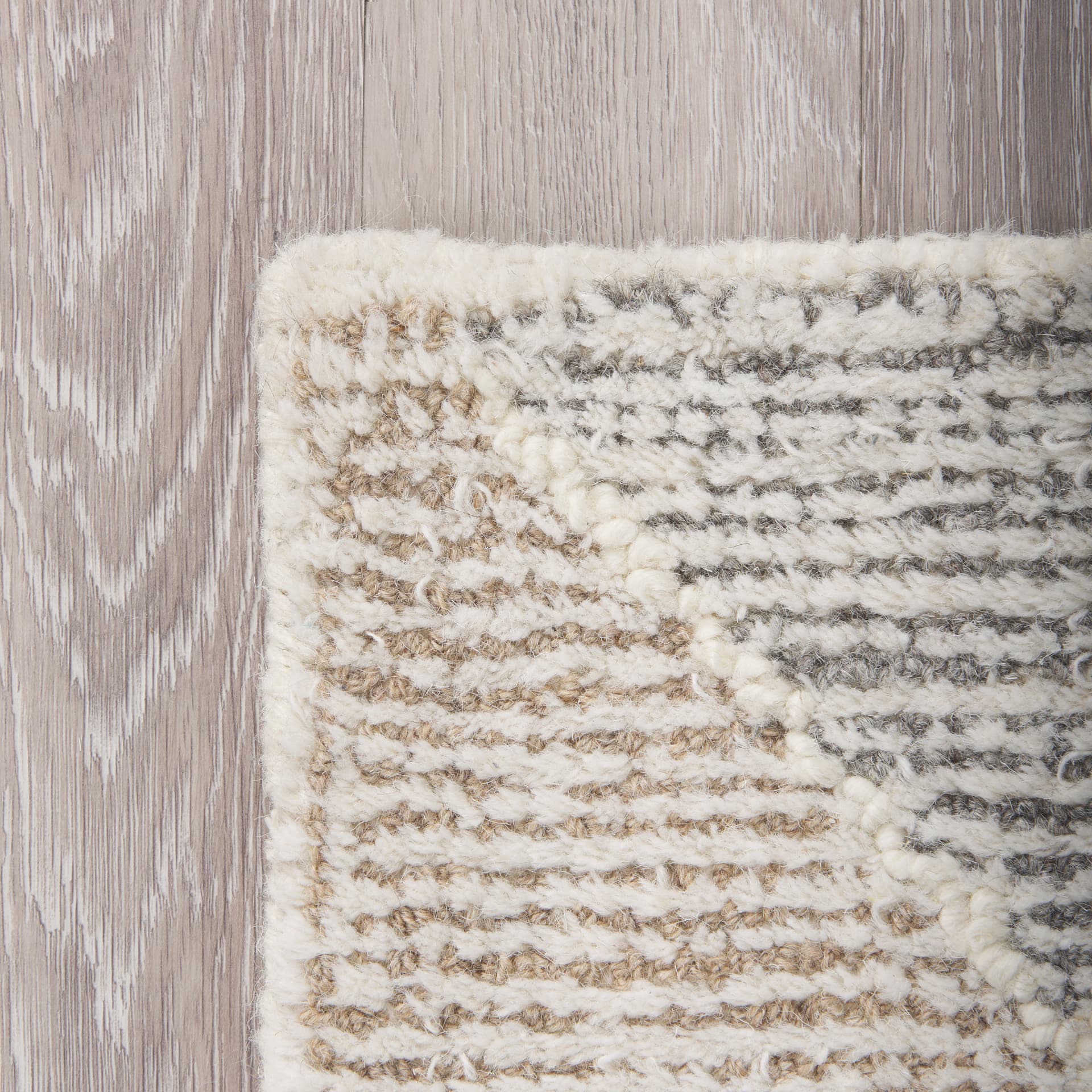 Kolt 9x12 Neutral Geometric Patterned Wool Area Rug — product photograph