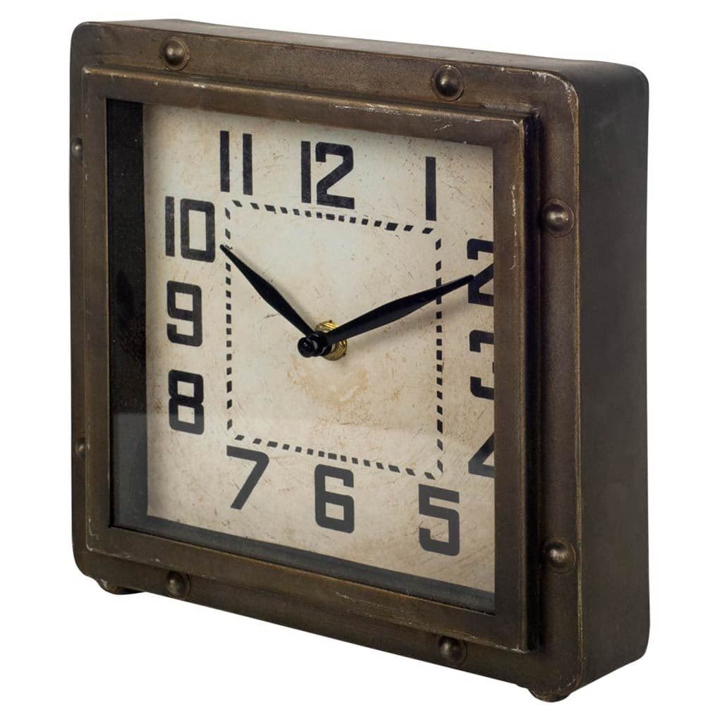 Redding Bronze Toned Metal Square Table Clock — product photograph