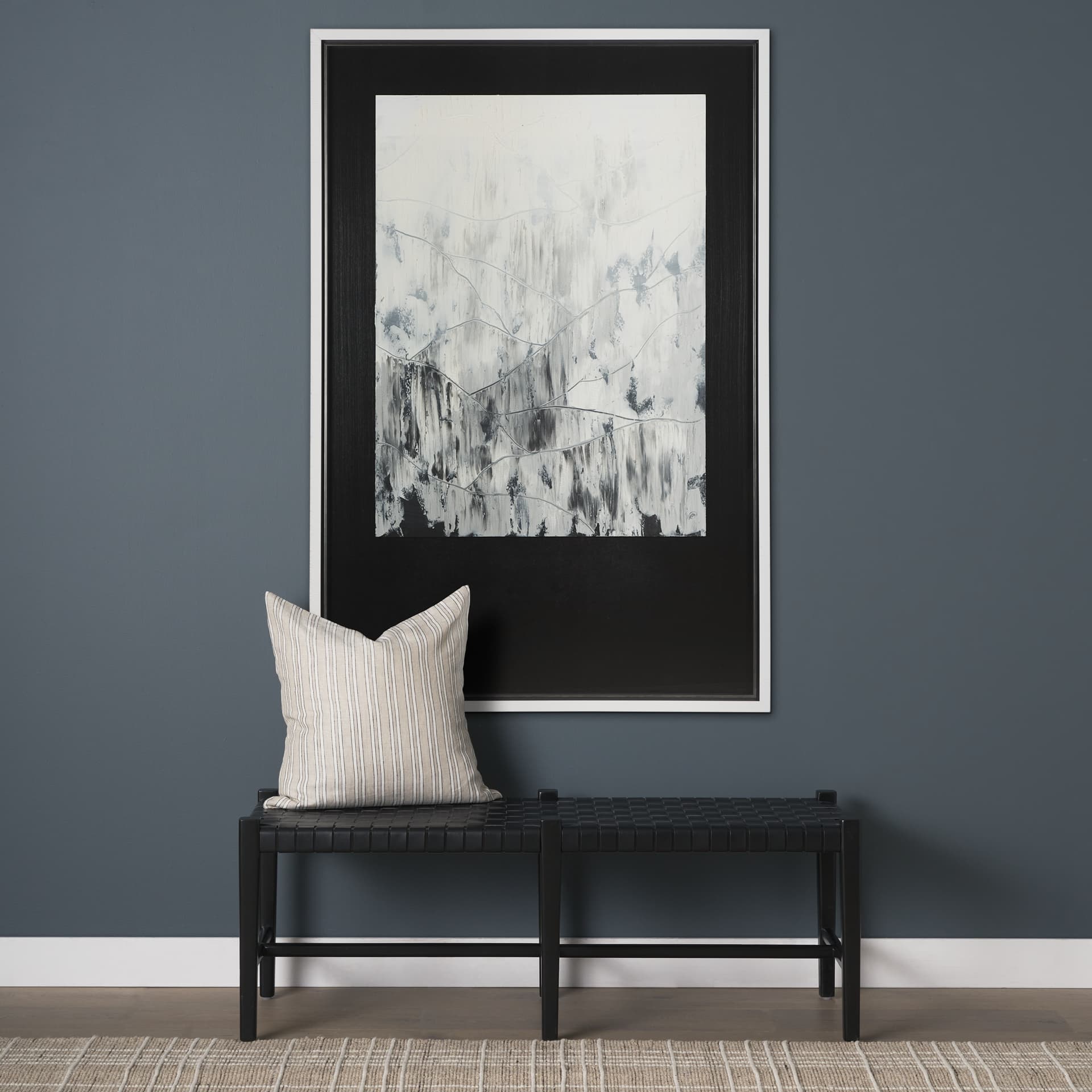 Mountain Shades II by Mercana Studio a Hand Embellished Textured Framed Art Print Matted under Glass — in a styled room