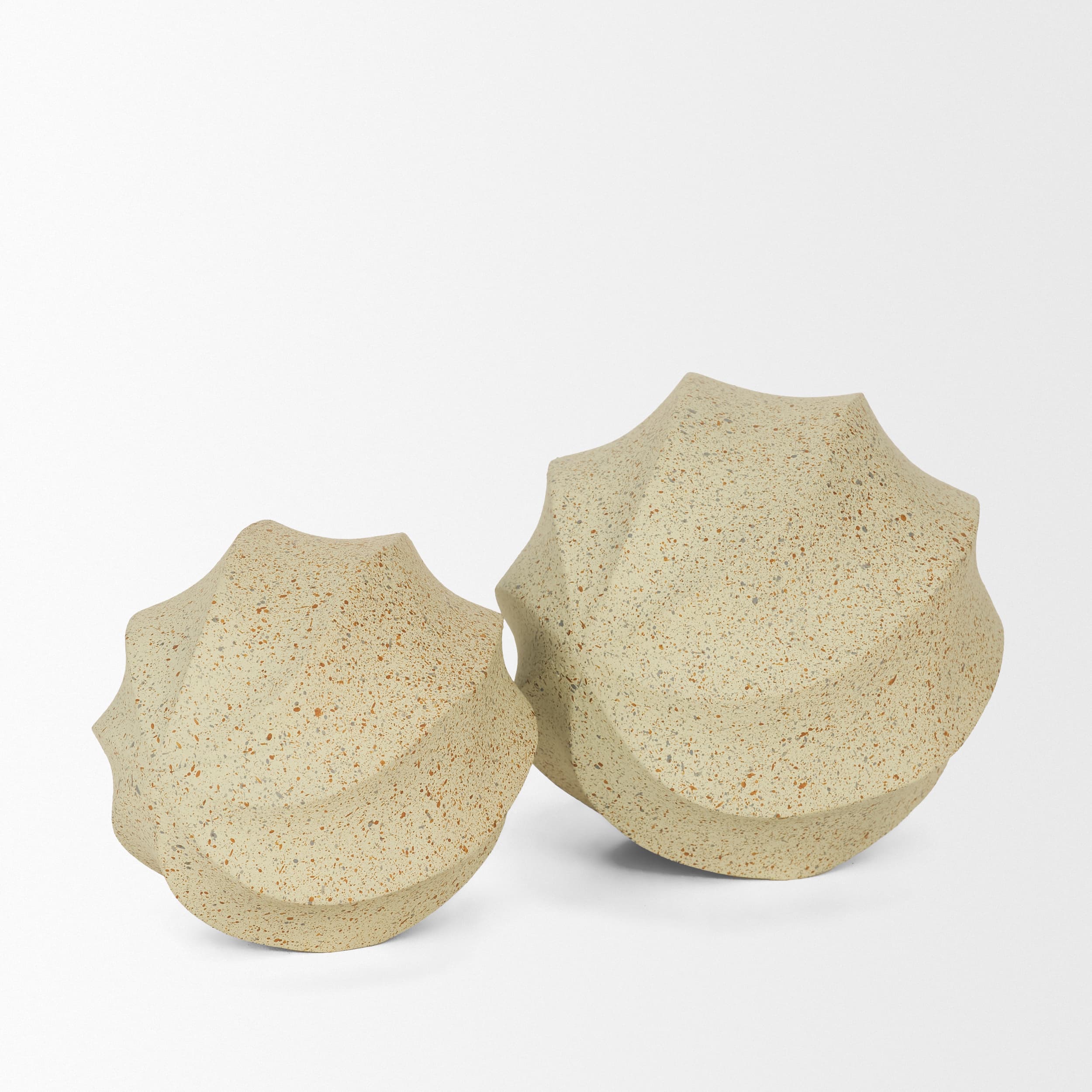 Imani Small Sculptural Textured Beige Metal Decorative Orb Object — product photograph