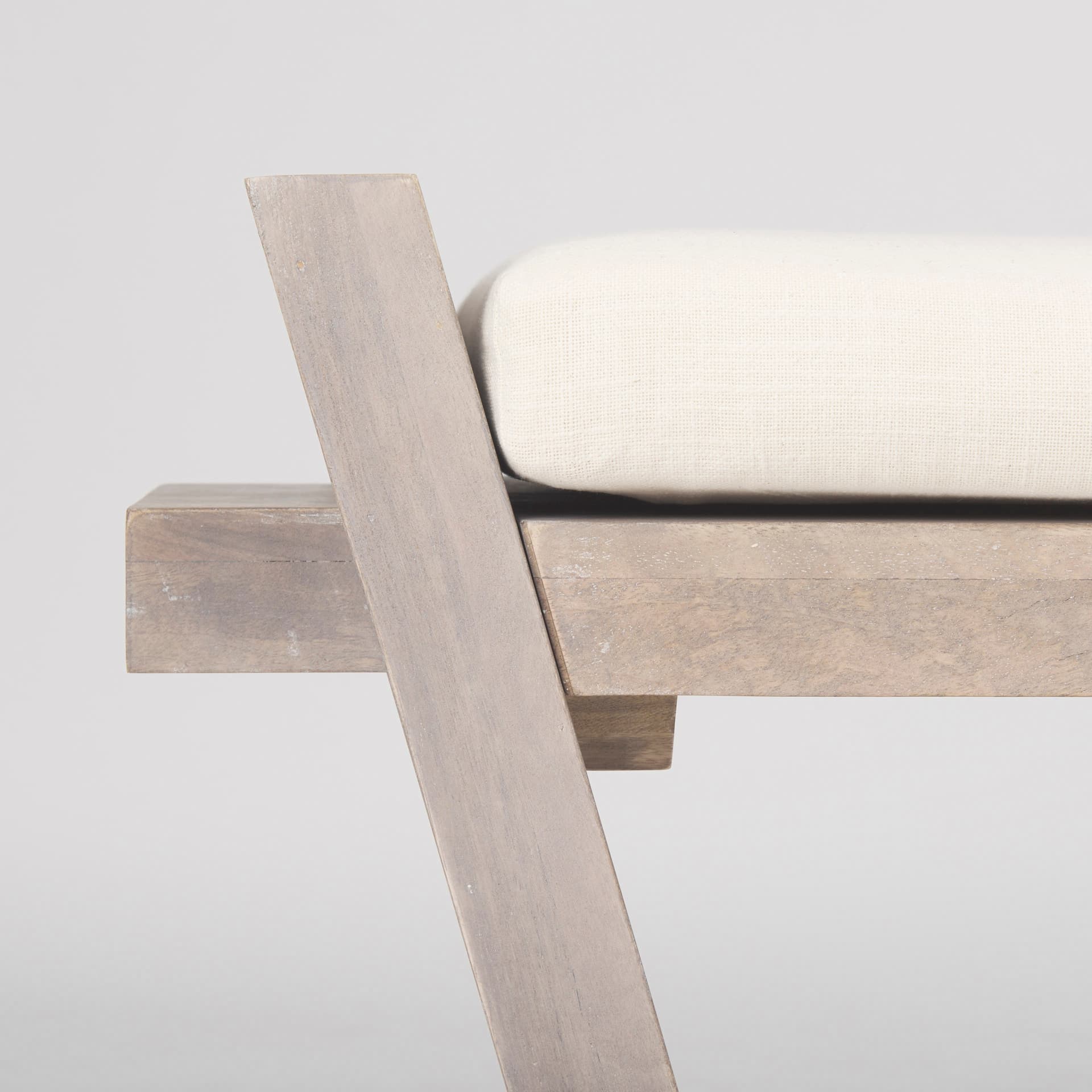 Elaine I 58L x 14.75W x 20H Brown Wood Upholstered Cream Seat Entryway Bench — product photograph