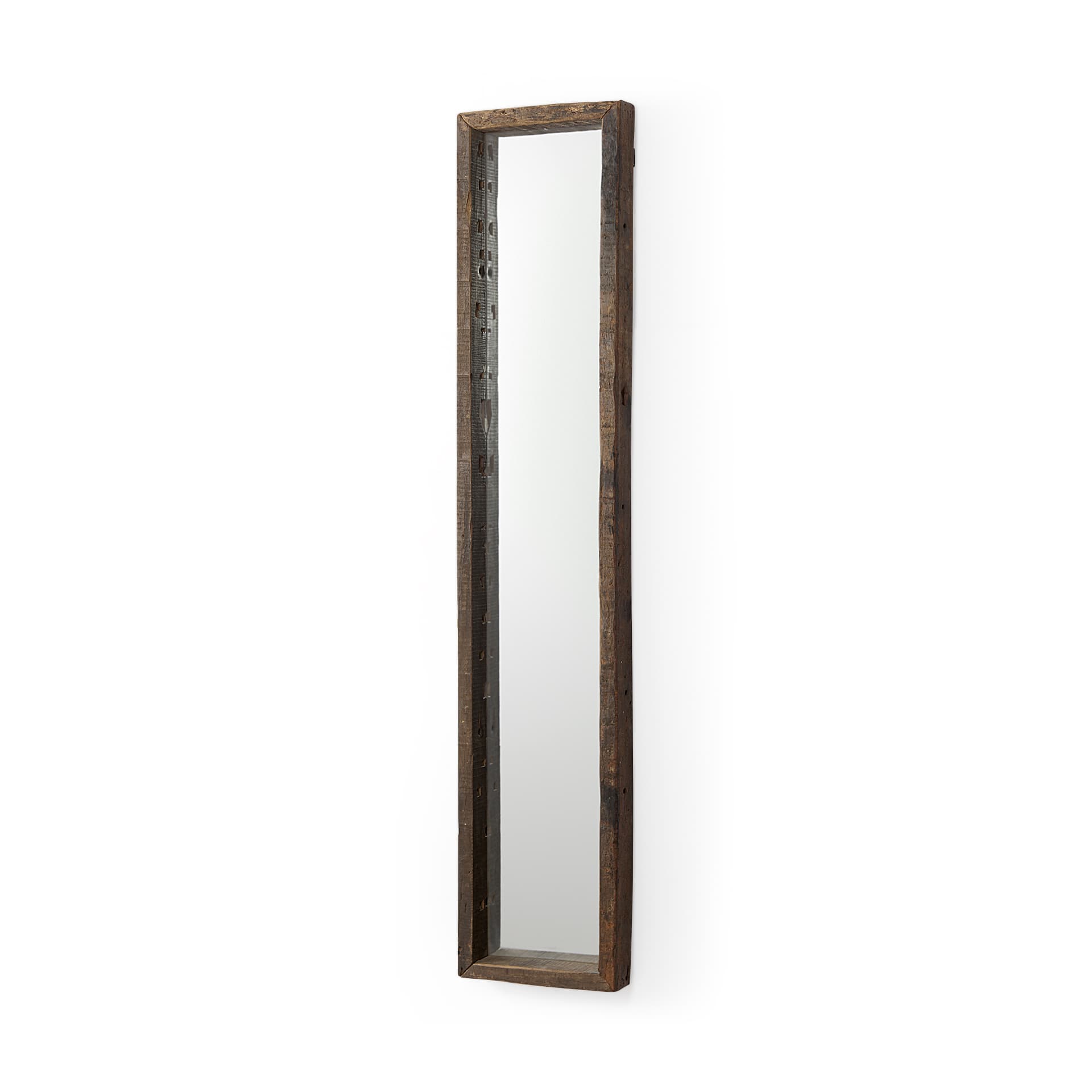 Gervaise 12L x 2W x 59H Brown Wood Frame Rectangular Wall Mirror — product photograph