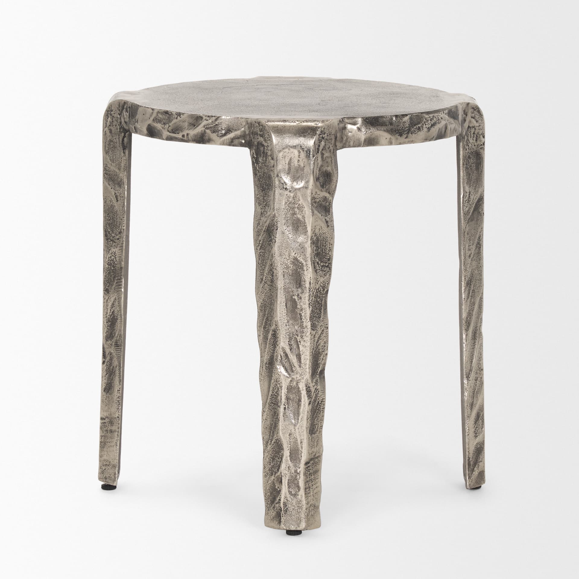 Randy Textured Silver Nickel Cast Aluminum Metal Accent Table — product photograph