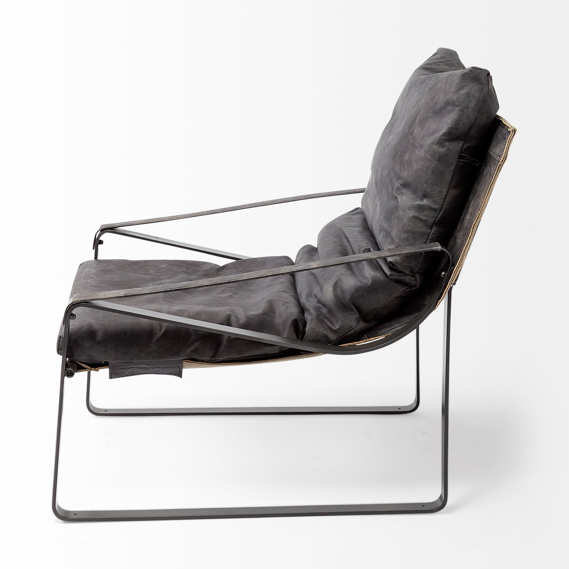 Hornet II Black Leather Body Metal Frame Accent Chair — product photograph