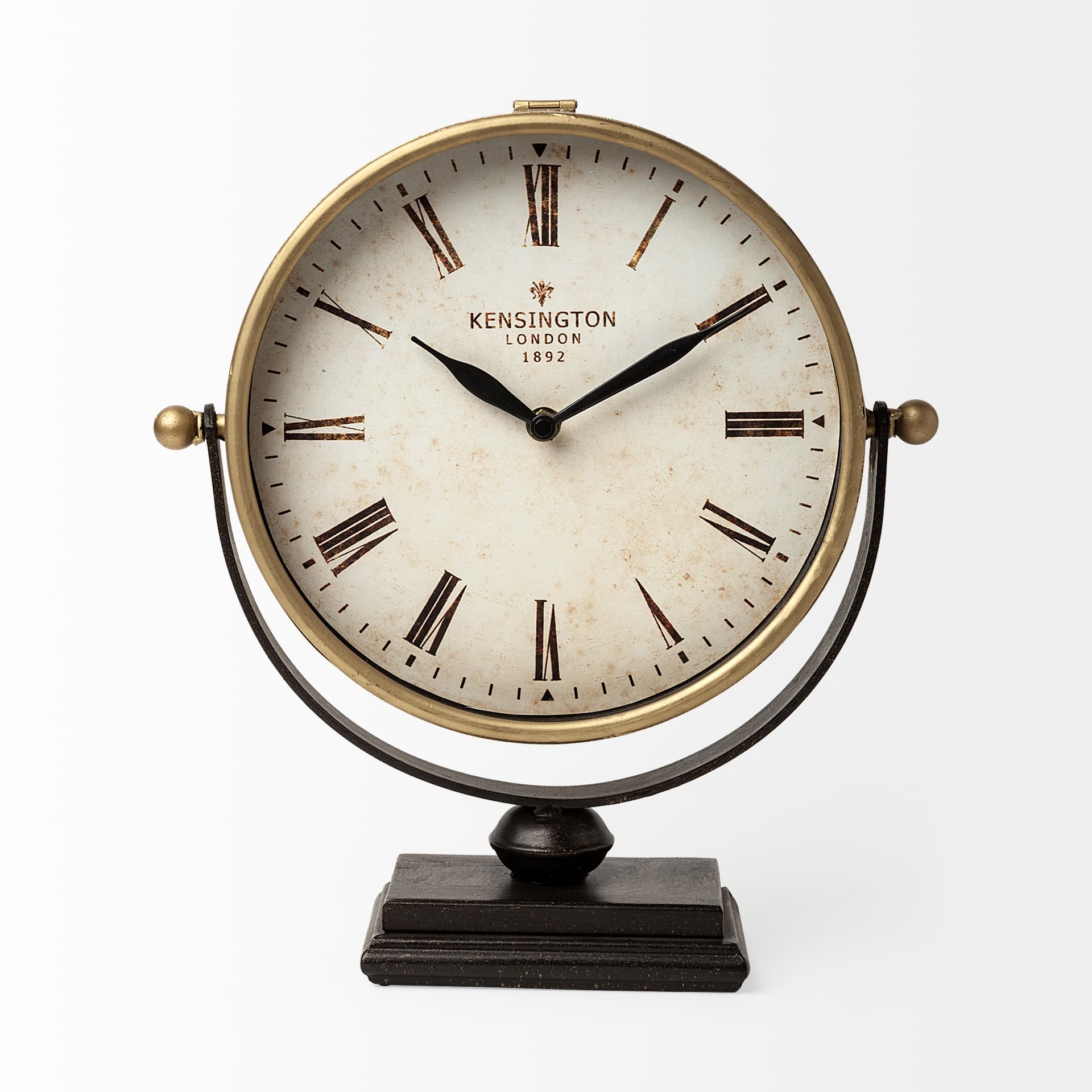 Houston Gold Metal Half Moon Base Table Clock — product photograph