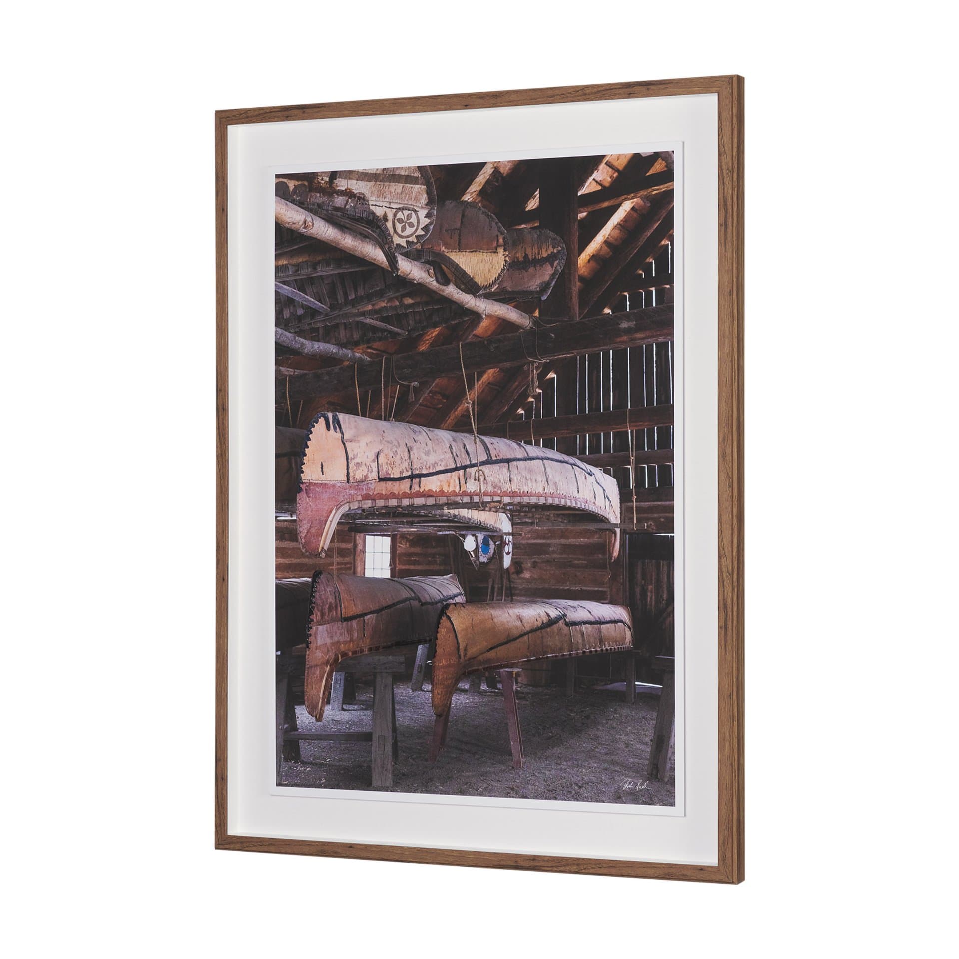 Canoe Barn by Deborah Revell Hand Embelished Framed Art Print Matted under Glass — product photograph