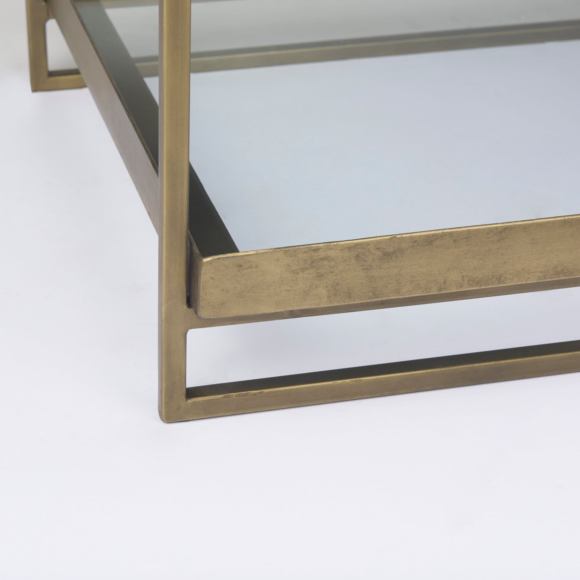 Trey Gold Metal W/Glass Accent Table — product photograph