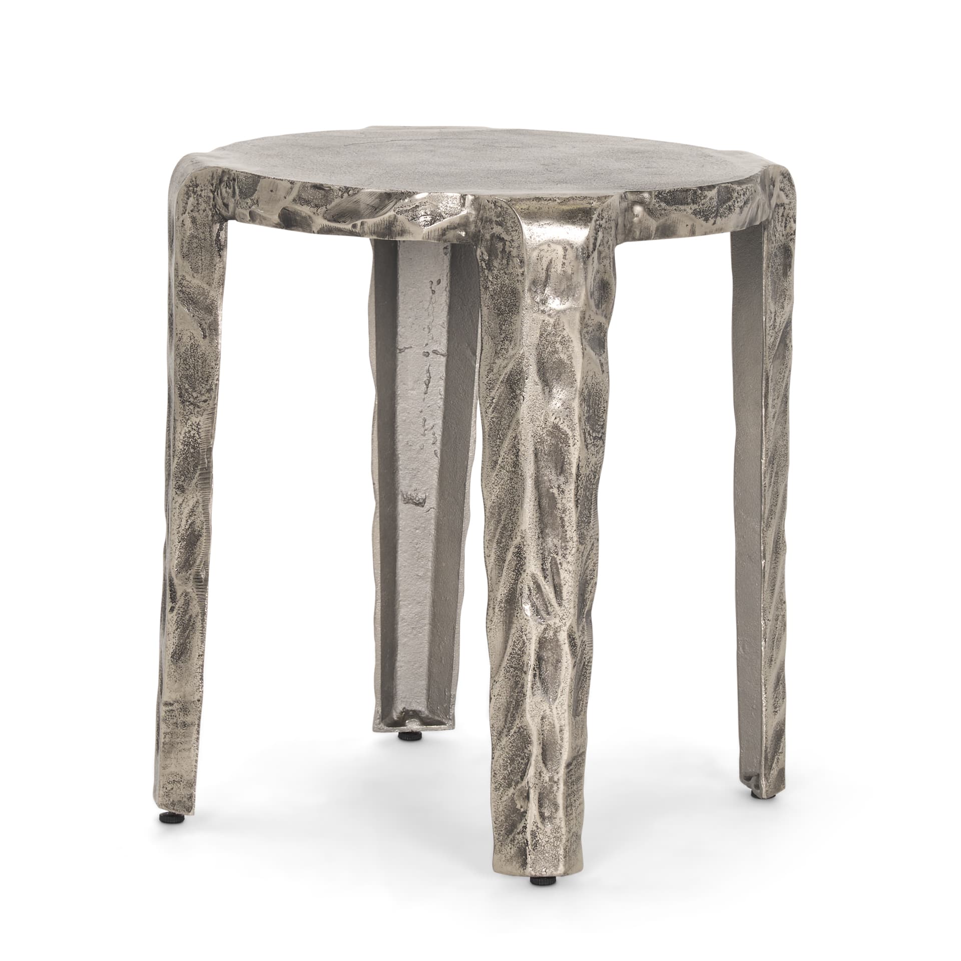 Randy Textured Silver Nickel Cast Aluminum Metal Accent Table — product photograph