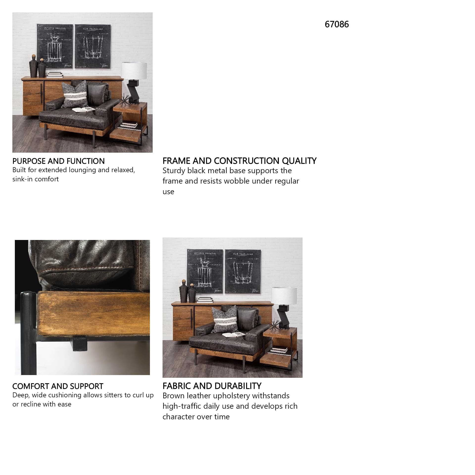 Colburne I Brown Leather Body Wood/Iron Frame Club Chair — in a styled room